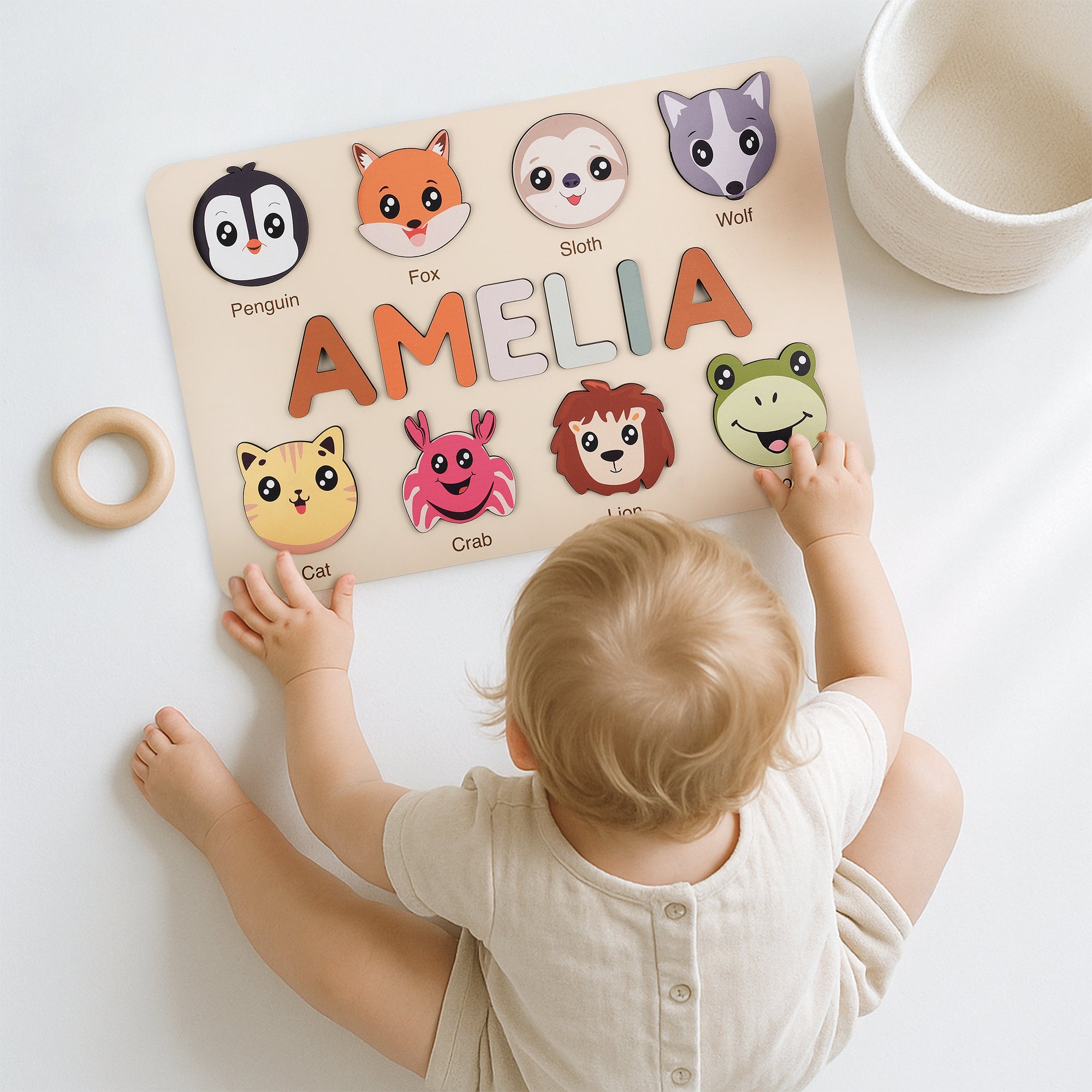 Penguin Wooden Animal Puzzle - Personalized Wood Name Puzzle