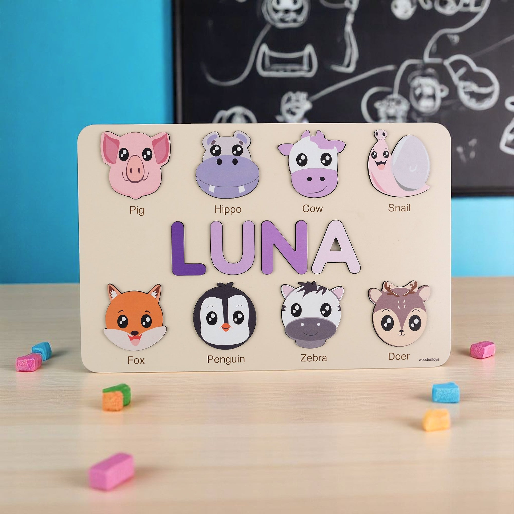 Personalized Name Puzzle - Cow Wooden Animal Puzzle
