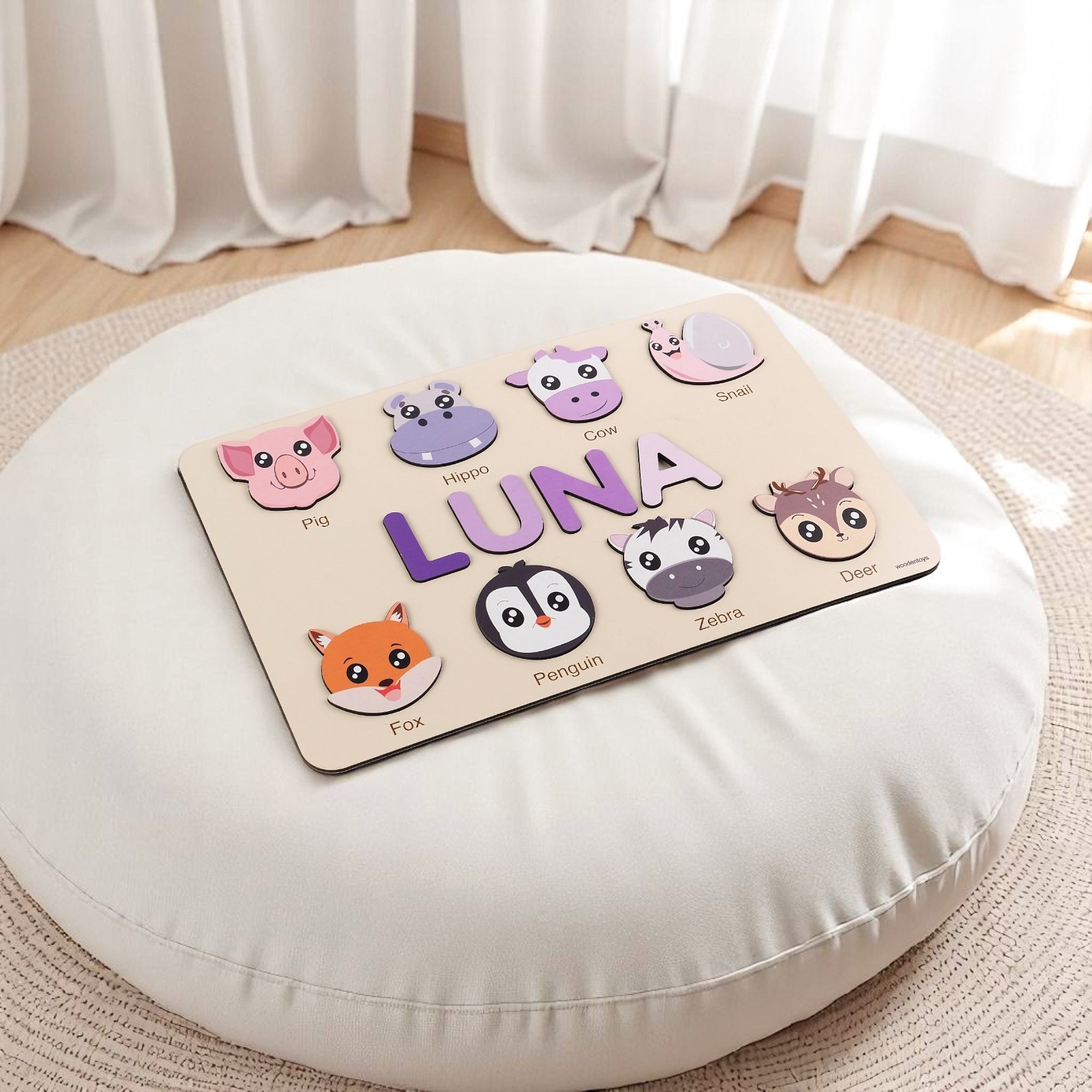 Personalized Name Puzzle - Cow Wooden Animal Puzzle
