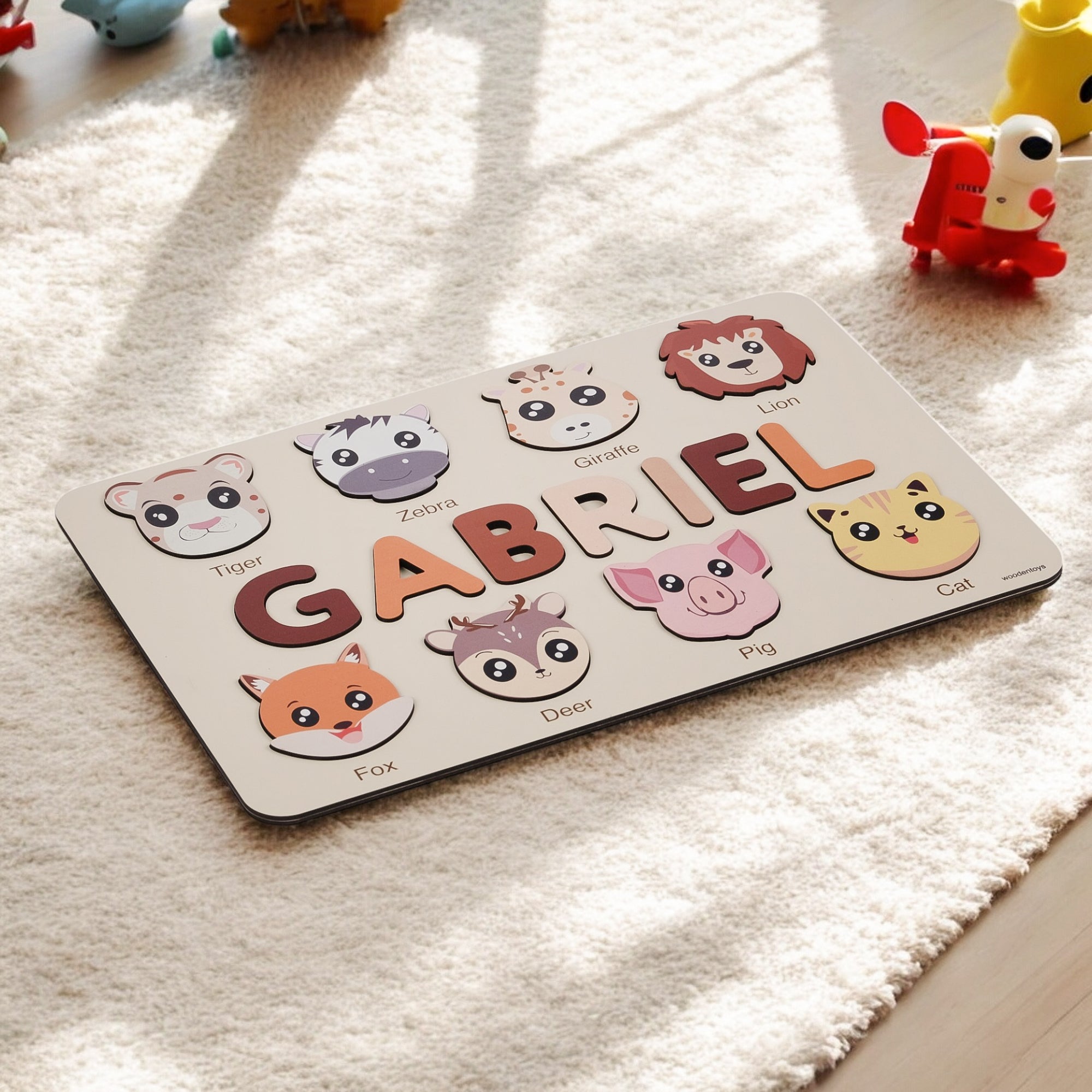 Fox Wooden Animal Puzzle - Personalized Wood Name Puzzle