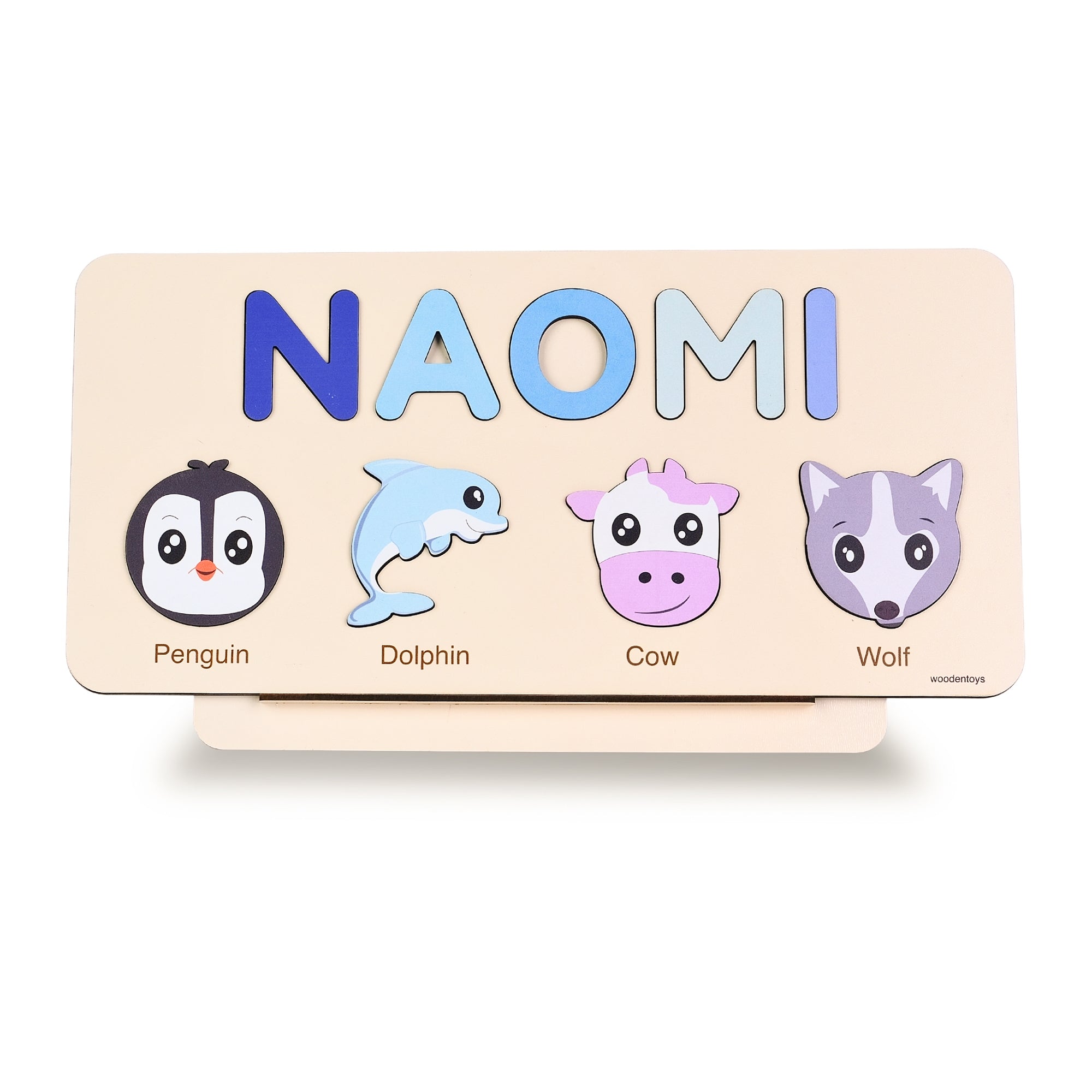 Personalized Wood Name Puzzle - Cow Wooden Animal Puzzle