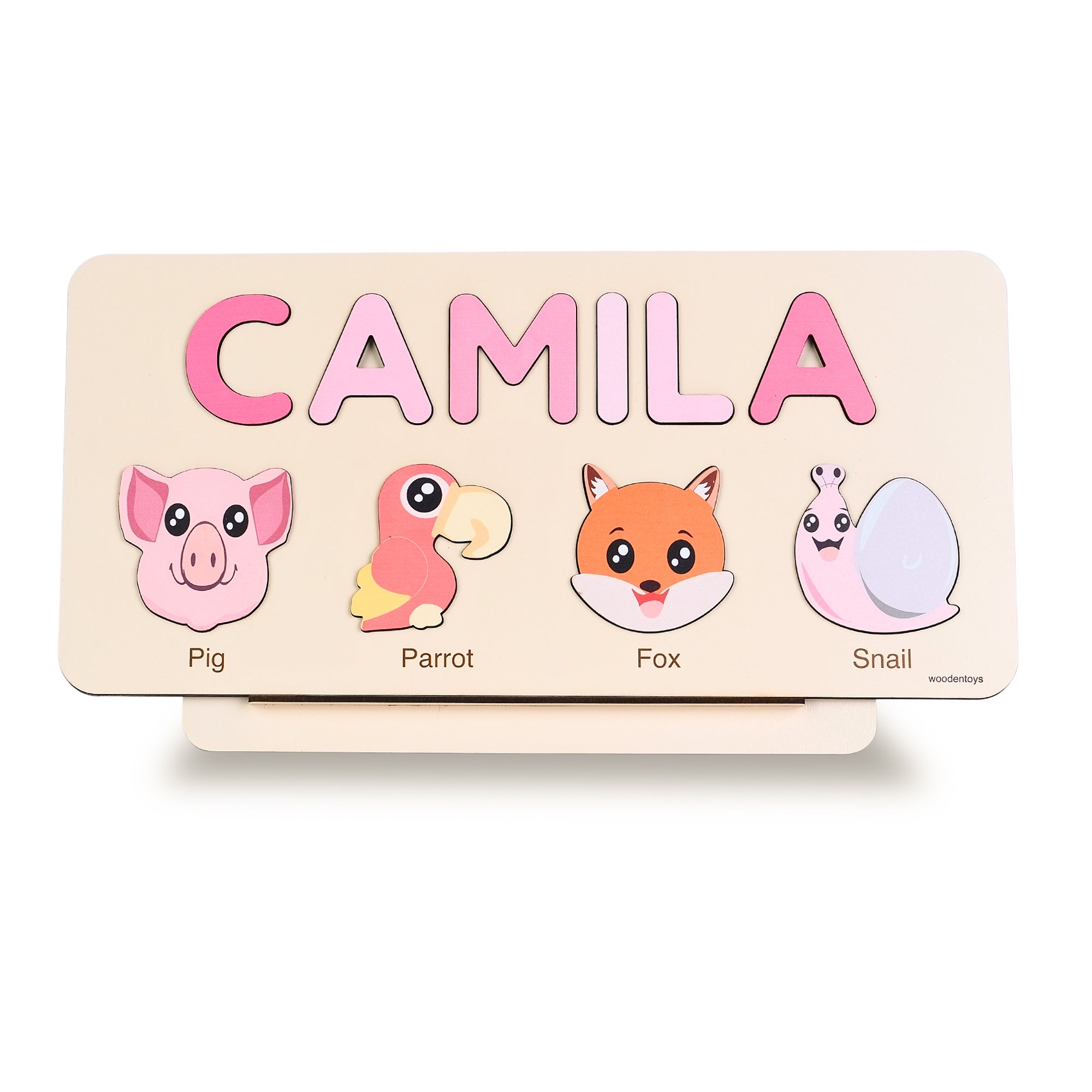 Personalized Wood Name Puzzle - Pig Wooden Animal Puzzle