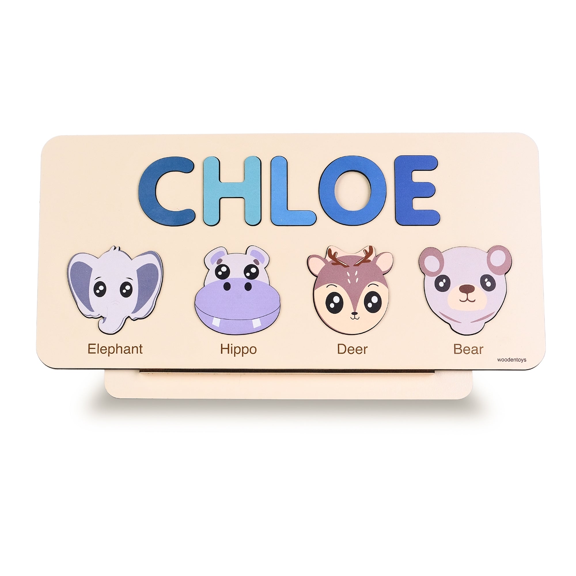 Personalized Wood Name Puzzle - Hippo Wooden Animal Puzzle