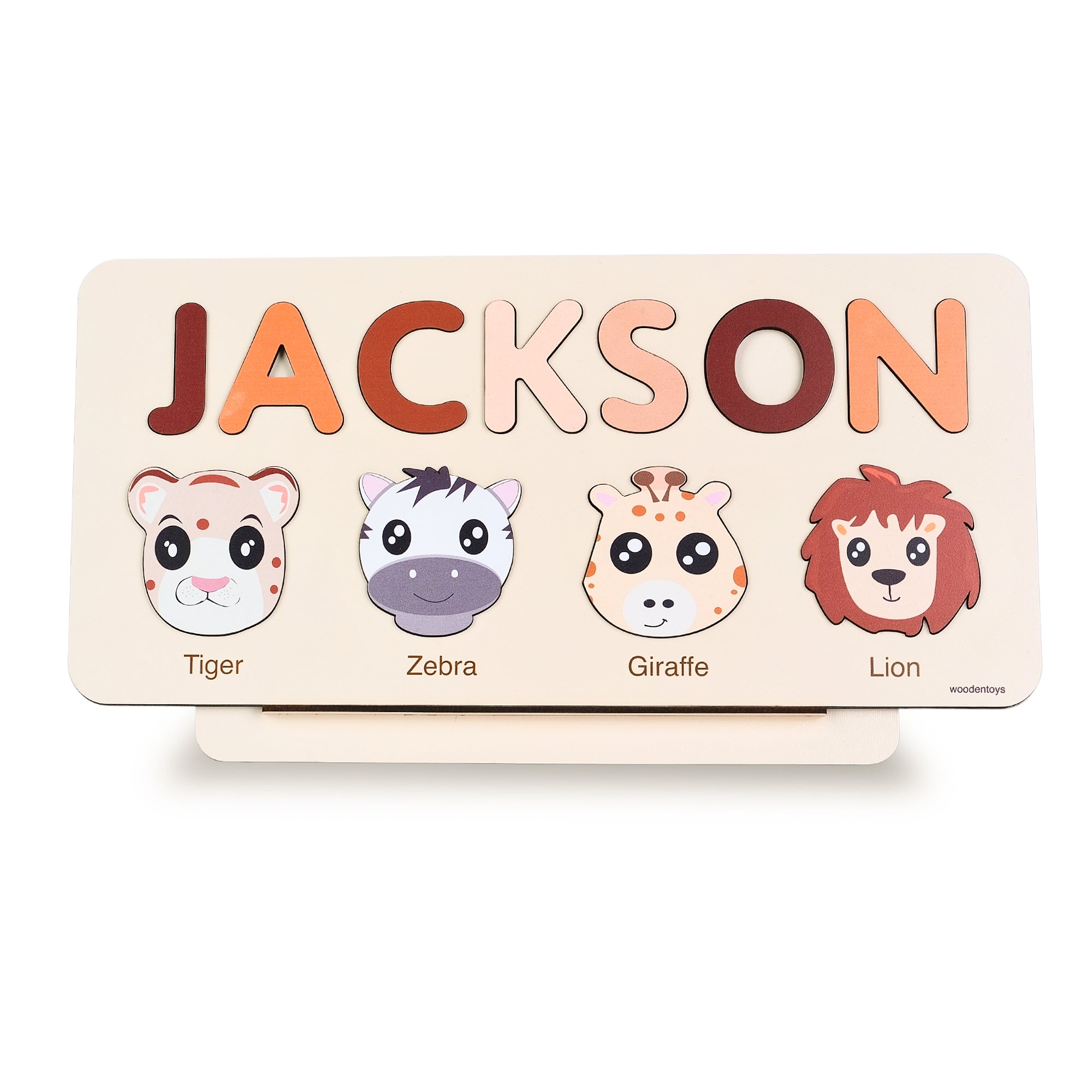 Personalized Wood Name Puzzle - Tiger Wooden Animal Puzzle