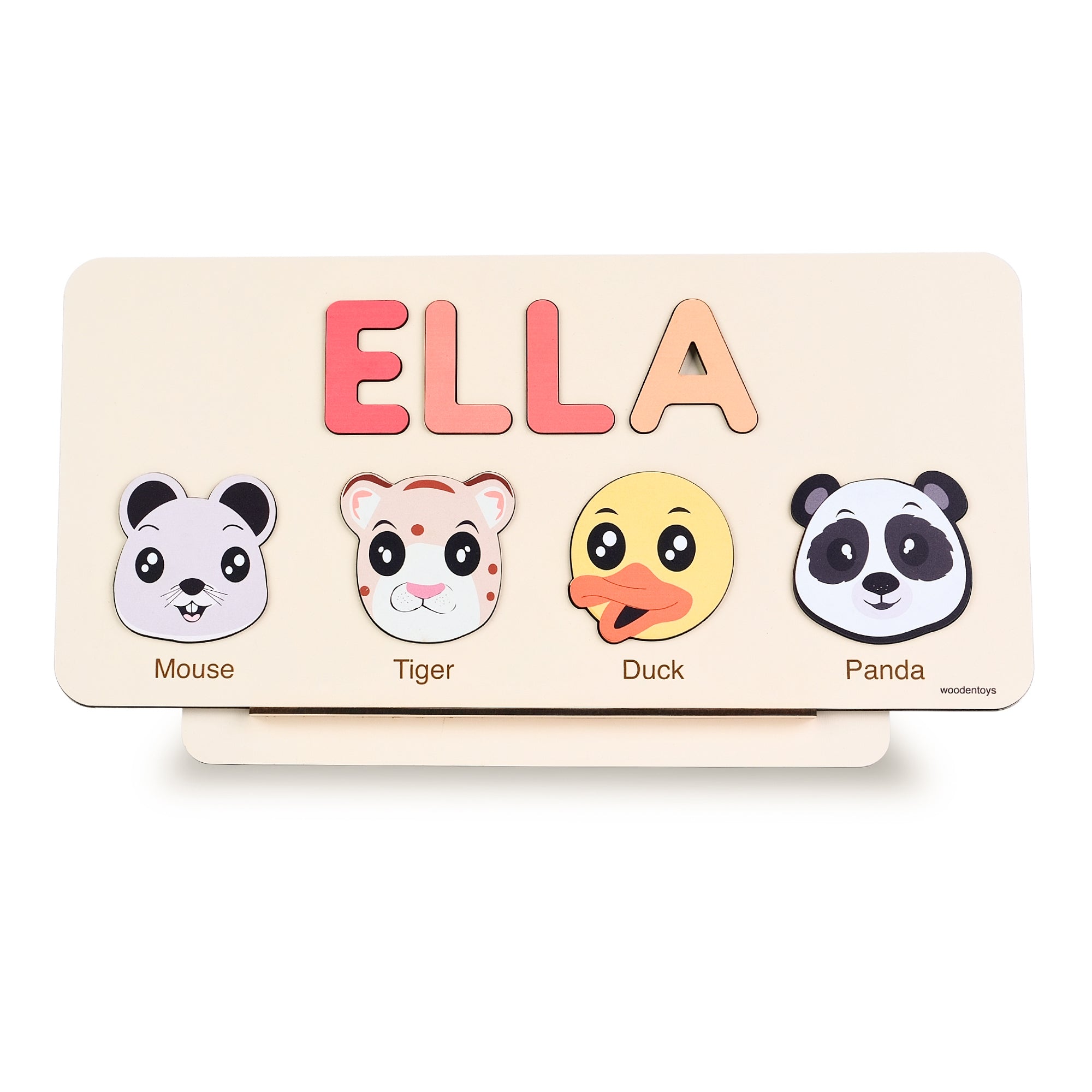 Personalized Wood Name Puzzle - Mouse Wooden Animal Puzzle