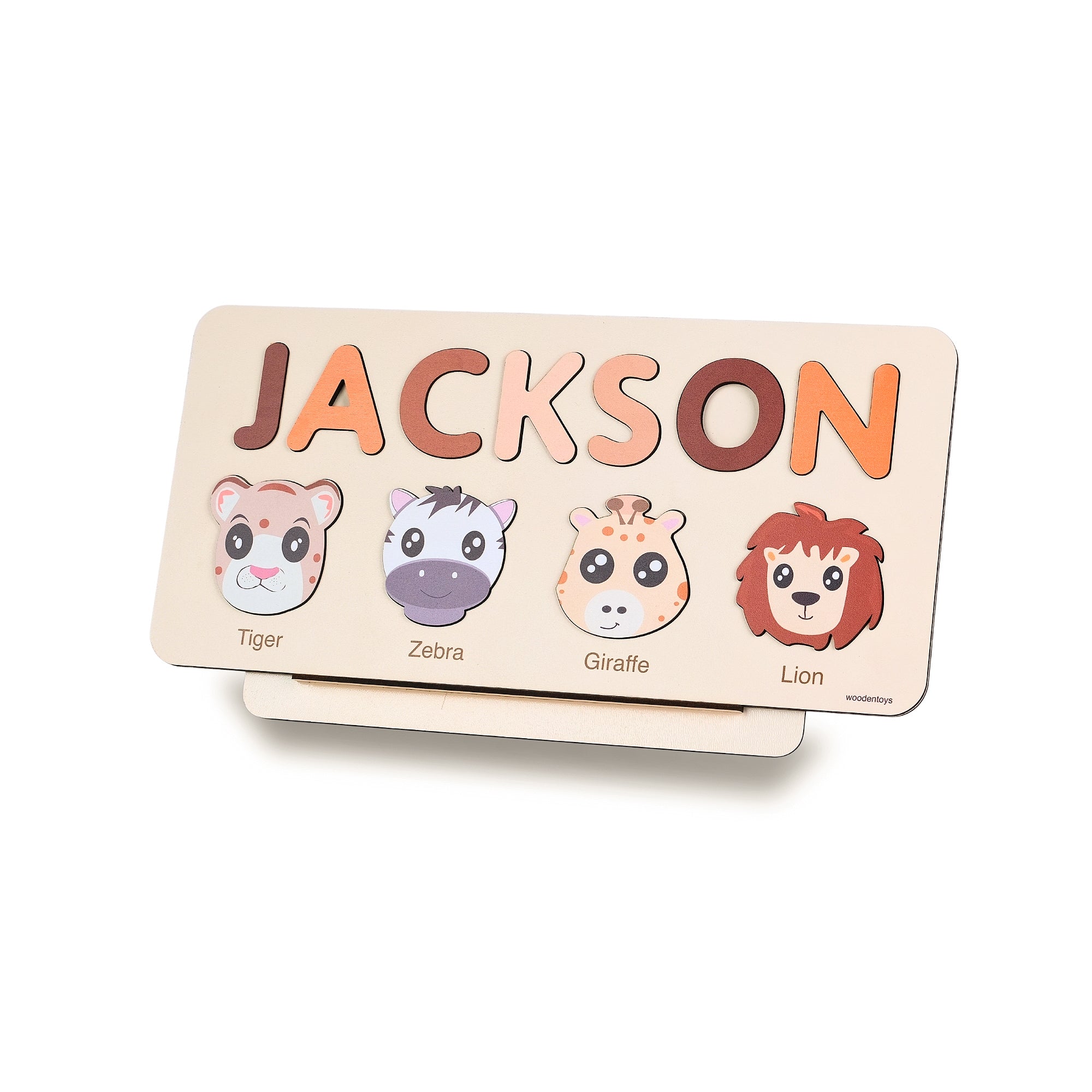 Personalized Wood Name Puzzle - Tiger Wooden Animal Puzzle
