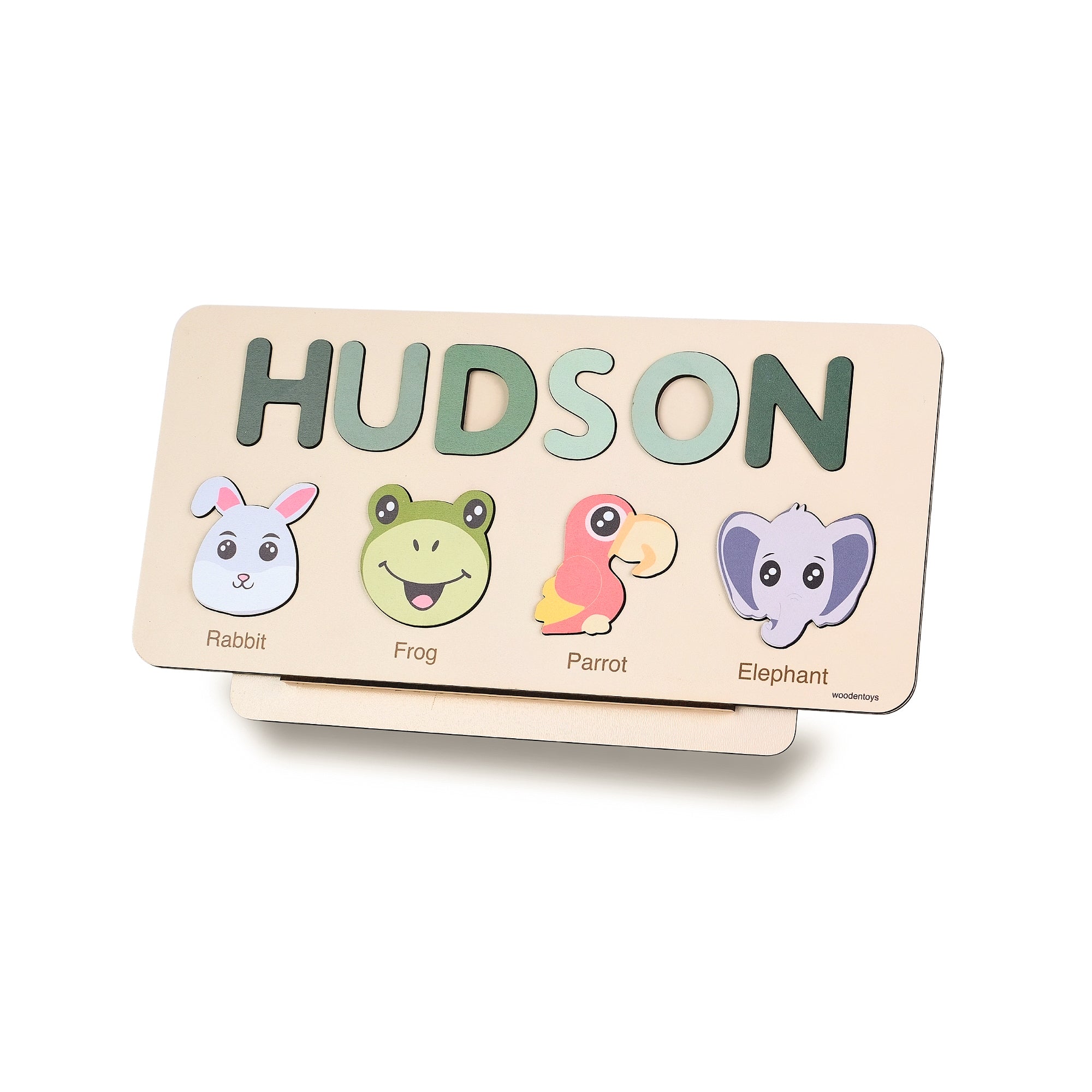 Personalized Wood Name Puzzle - Elephant Wooden Animal Puzzle
