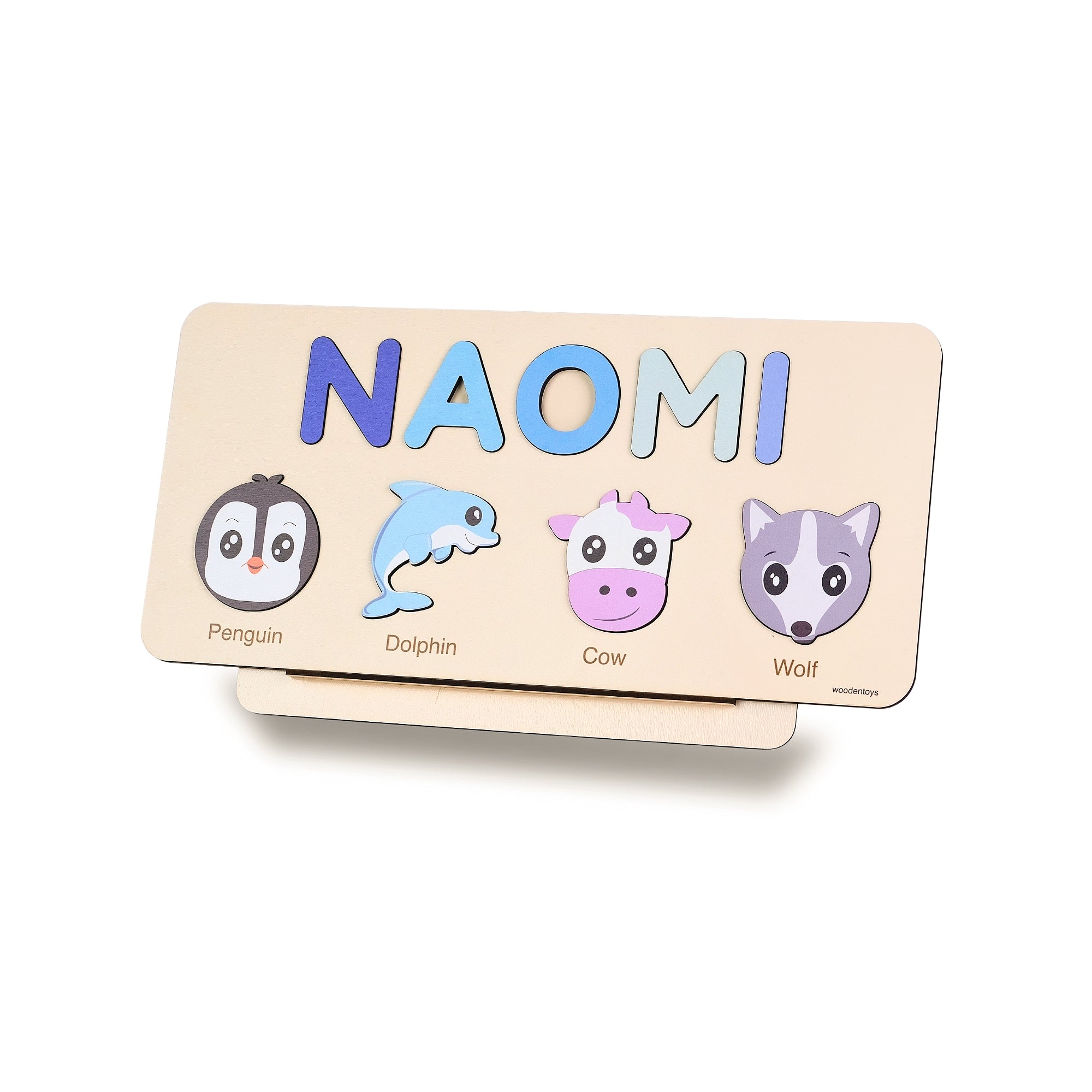 Personalized Wood Name Puzzle - Cow Wooden Animal Puzzle