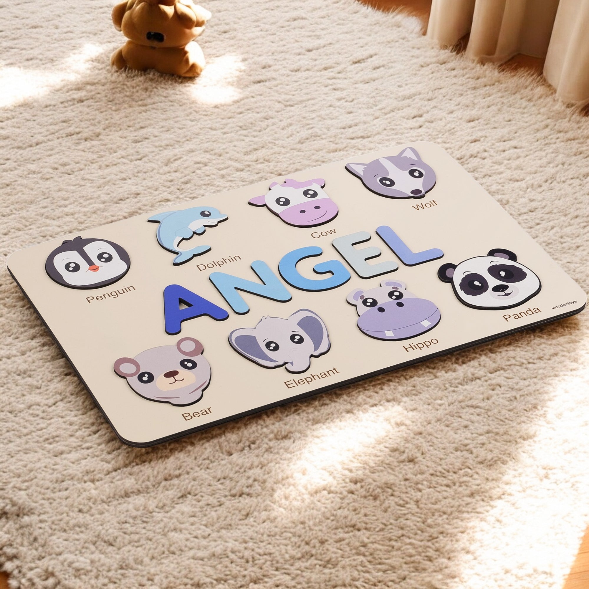 Elephant  Wooden Animal Puzzle - Personalized Wood Name Puzzle