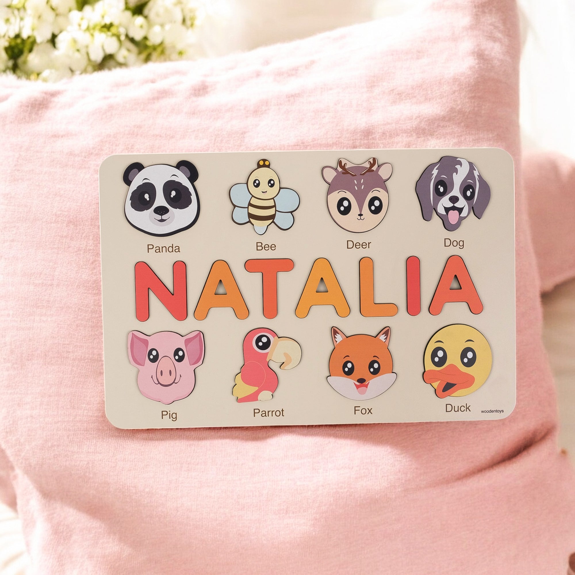 Panda Wooden Animal Puzzle - Personalized Wood Name Puzzle