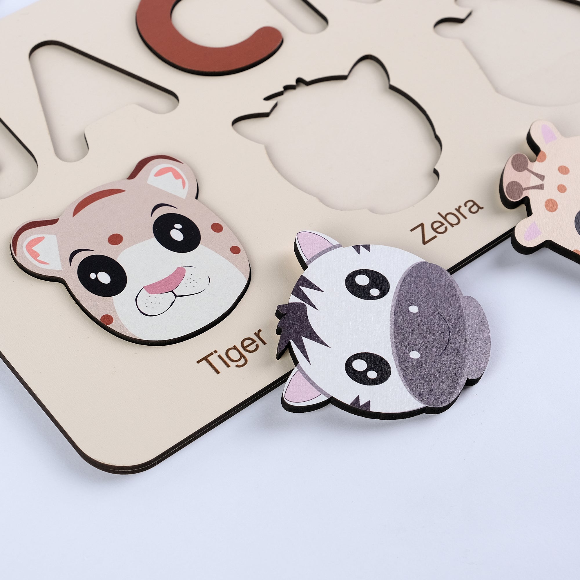 Personalized Wood Name Puzzle - Tiger Wooden Animal Puzzle