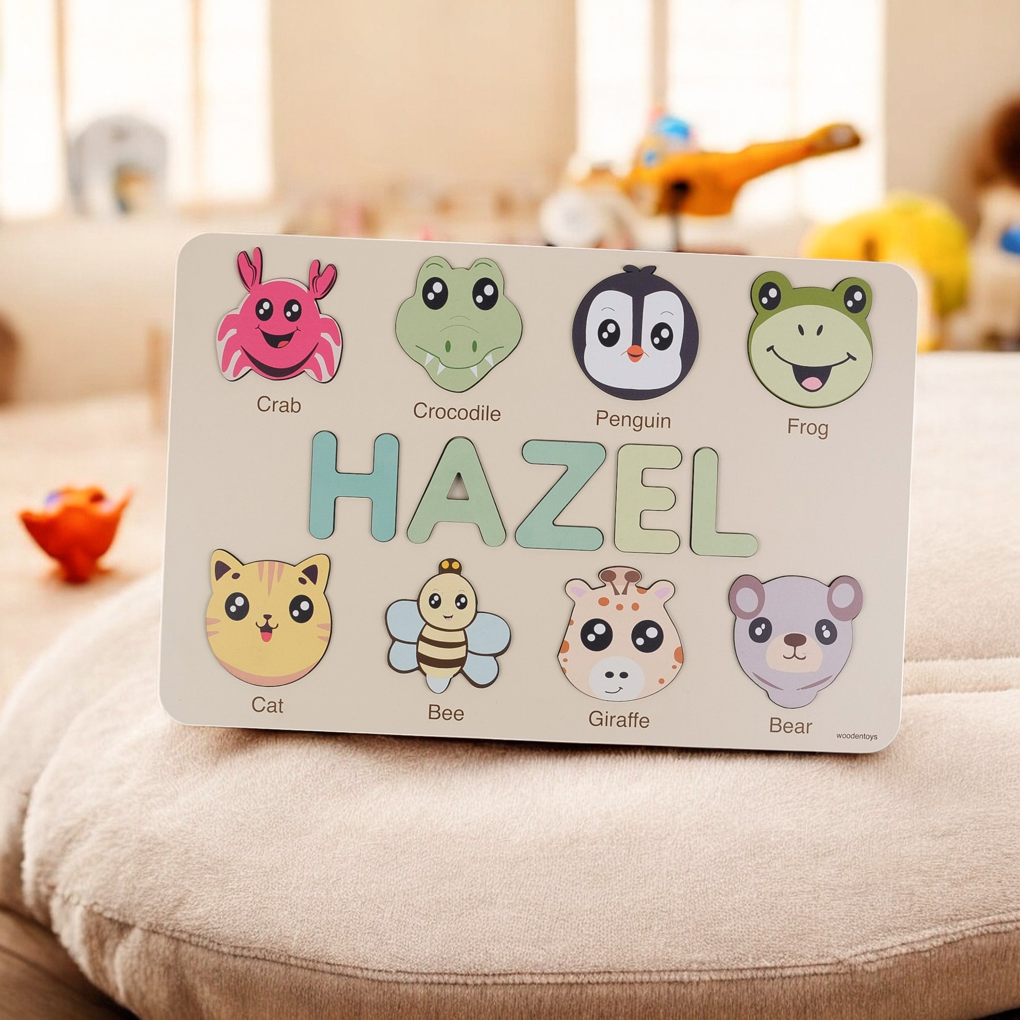 Frog Wooden Animal Puzzle - Personalized Wood Name Puzzle