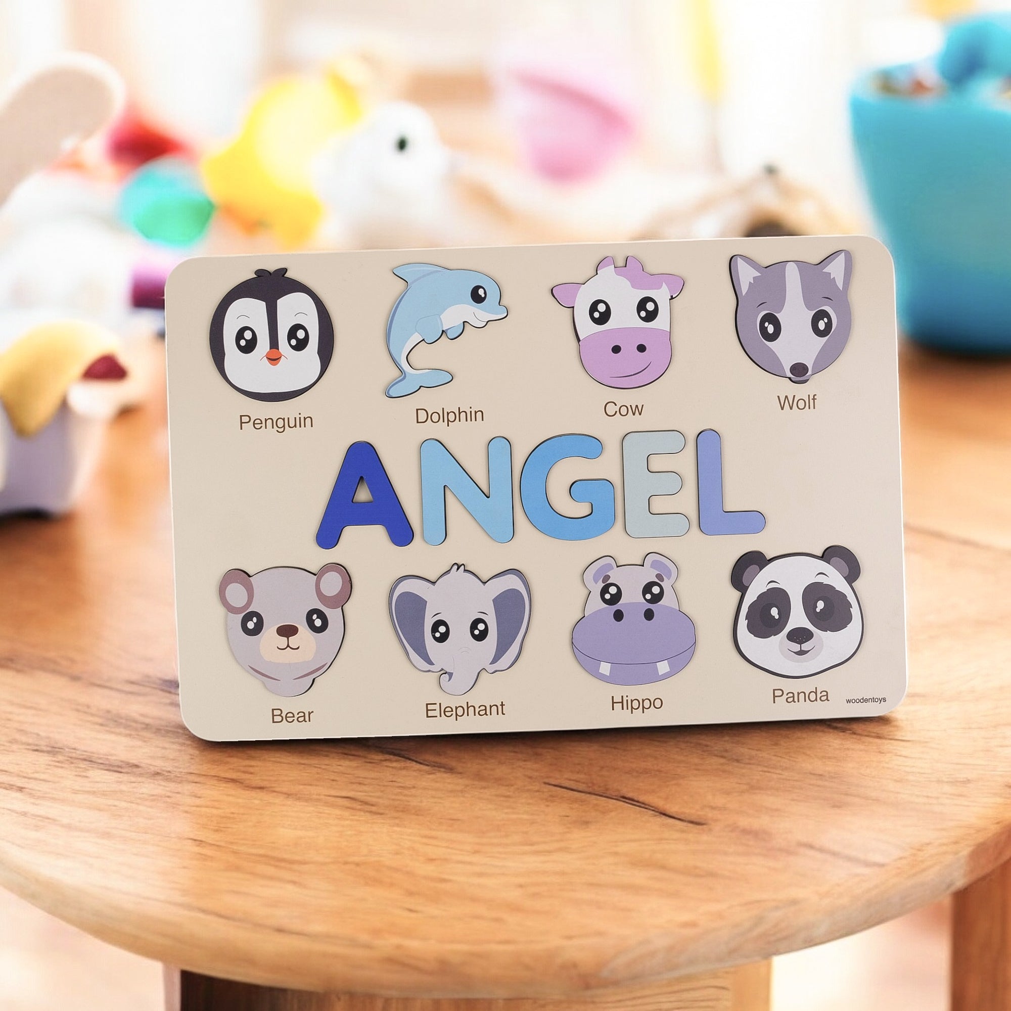 Elephant  Wooden Animal Puzzle - Personalized Wood Name Puzzle