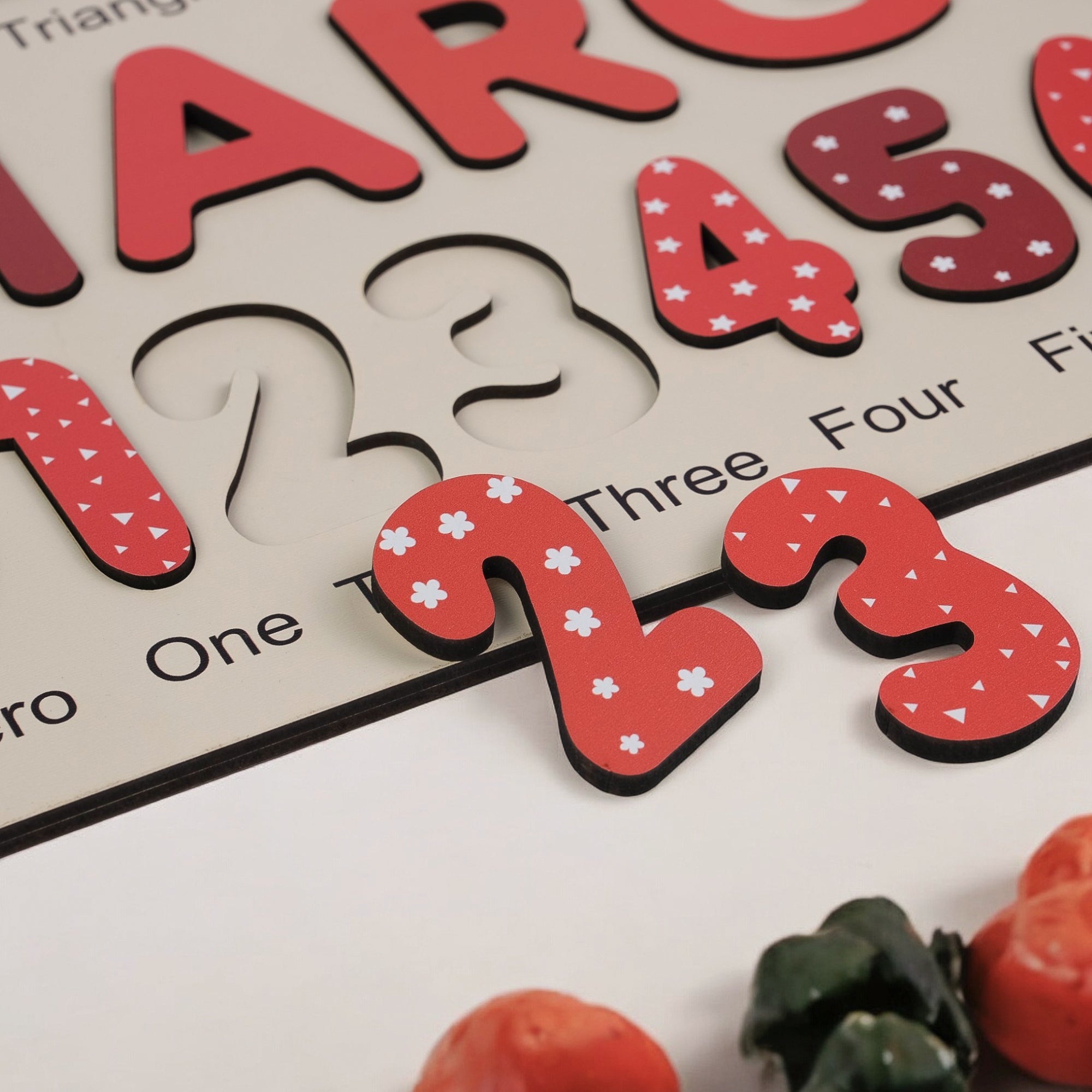 Red Number Puzzles - Personalized Wooden Name Puzzle & Shapes