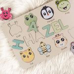 Frog Wooden Animal Puzzle - Personalized Wood Name Puzzle
