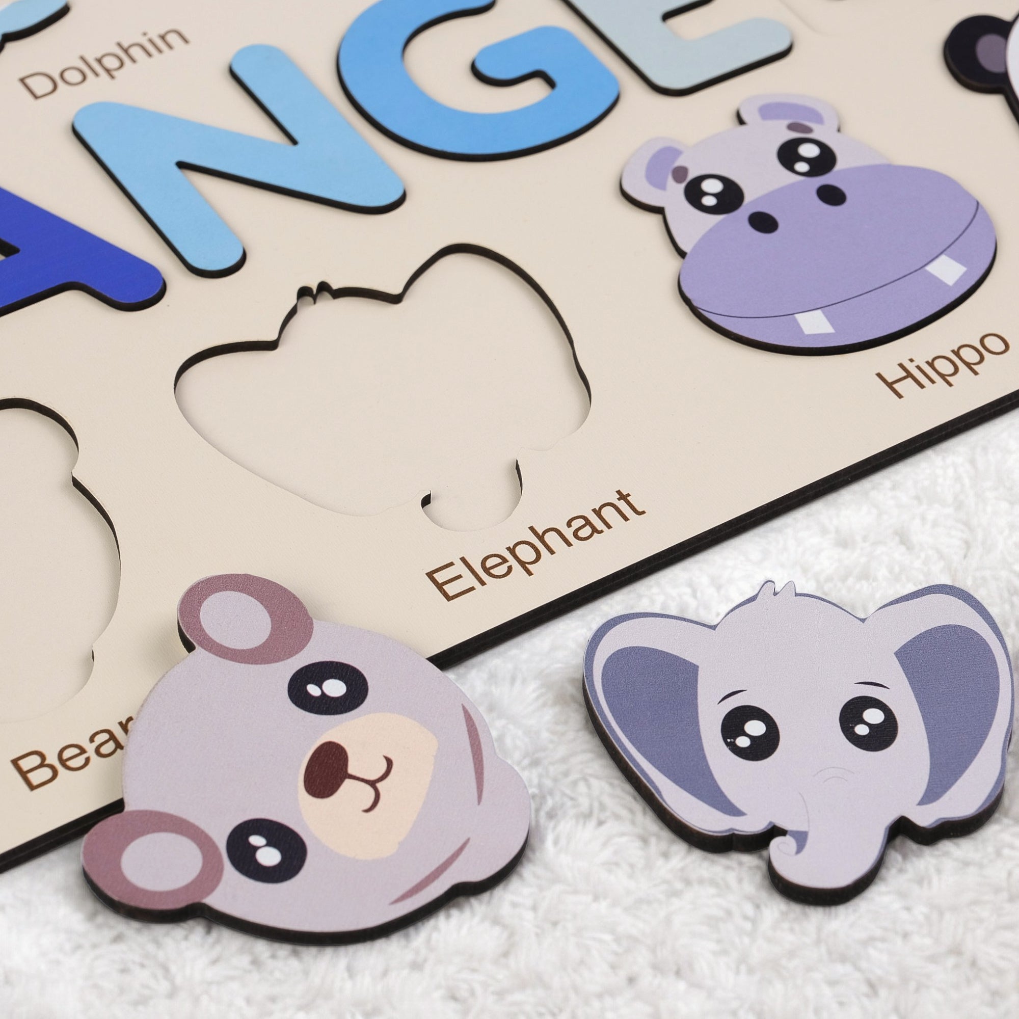 Elephant  Wooden Animal Puzzle - Personalized Wood Name Puzzle