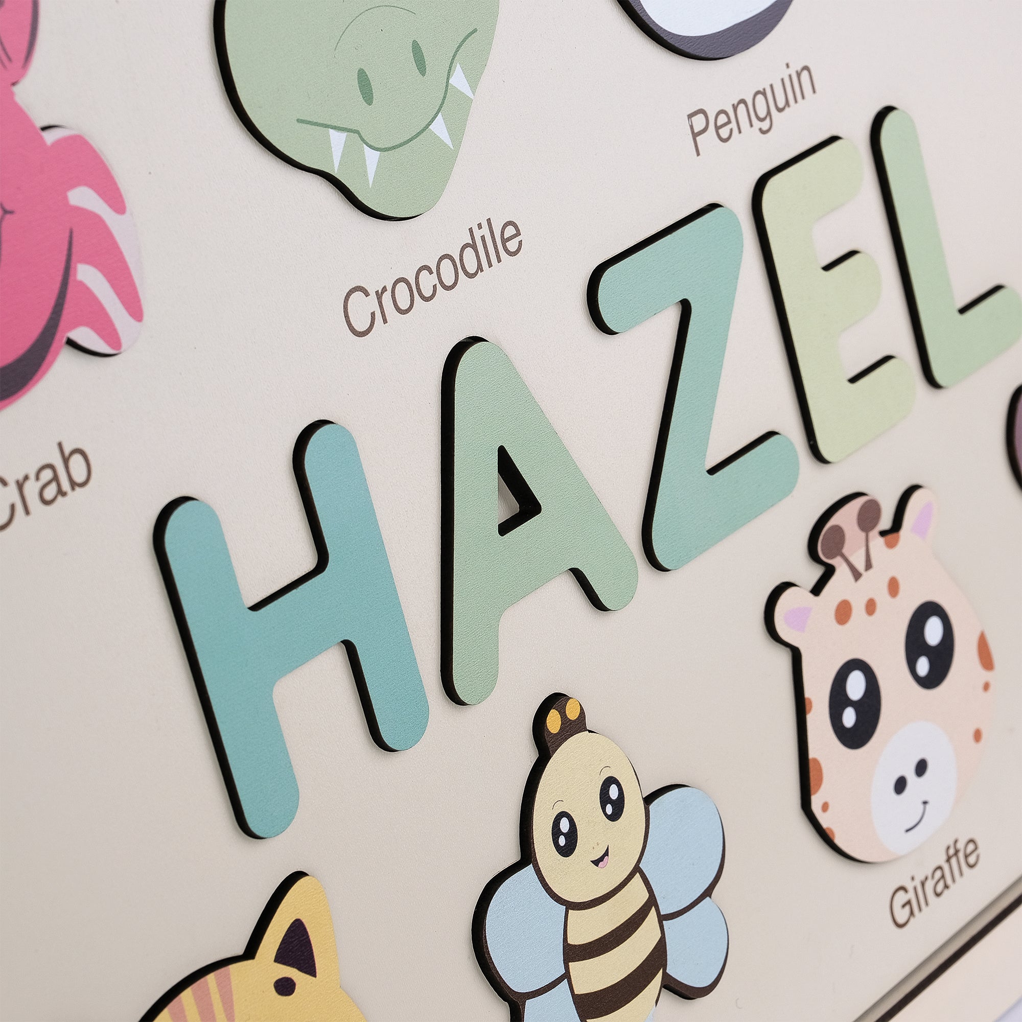 Frog Wooden Animal Puzzle - Personalized Wood Name Puzzle