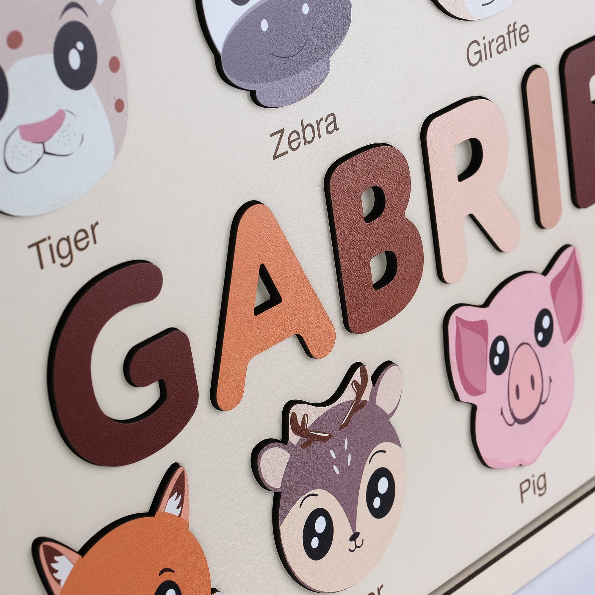 Fox Wooden Animal Puzzle - Personalized Wood Name Puzzle