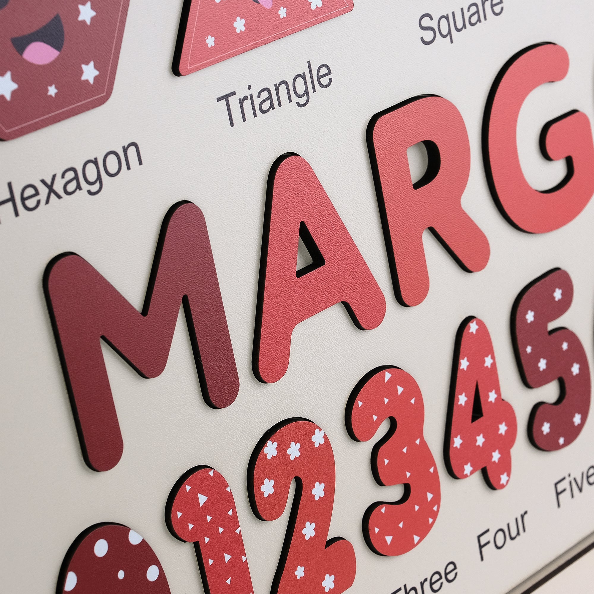 Red Number Puzzles - Personalized Wooden Name Puzzle & Shapes
