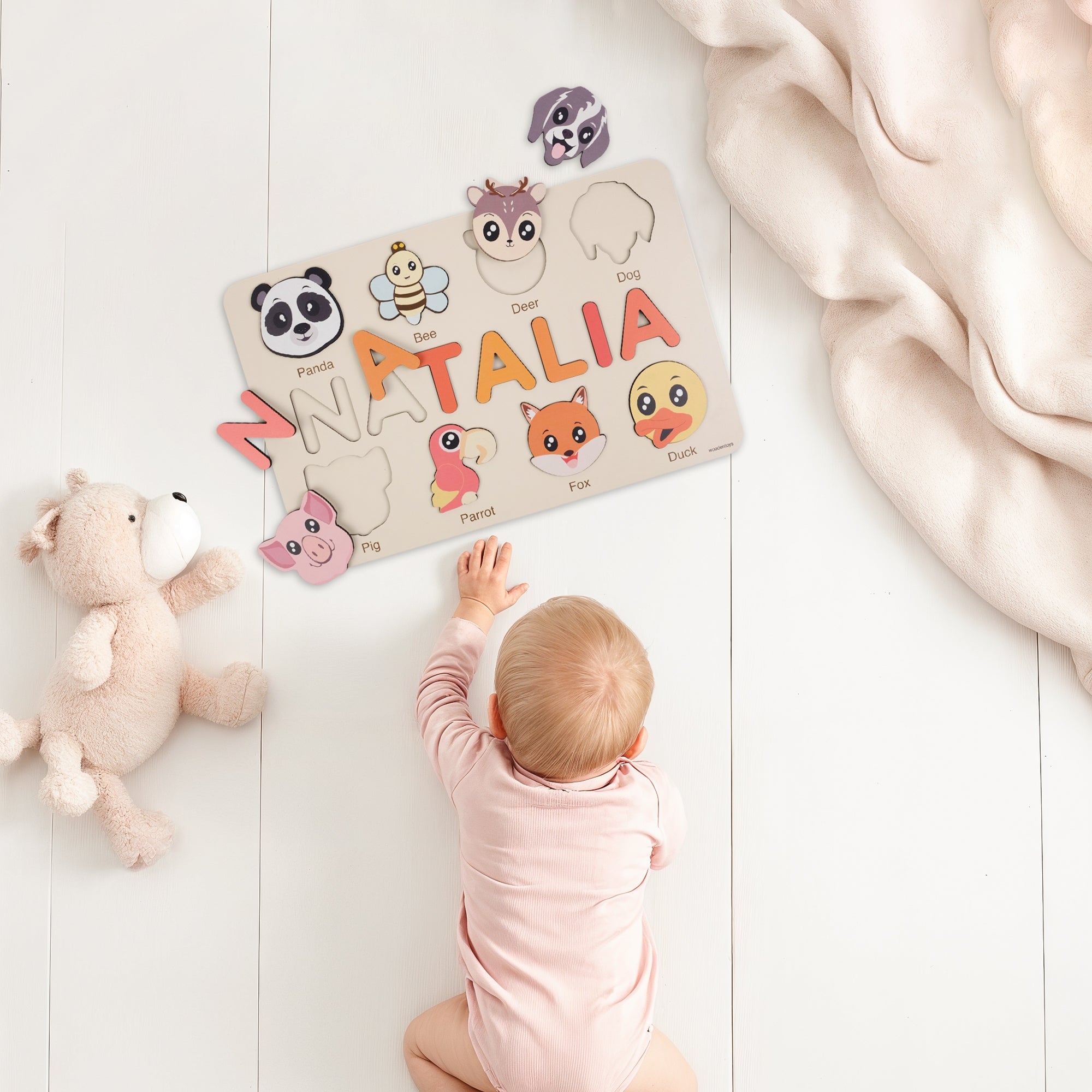 Panda Wooden Animal Puzzle - Personalized Wood Name Puzzle
