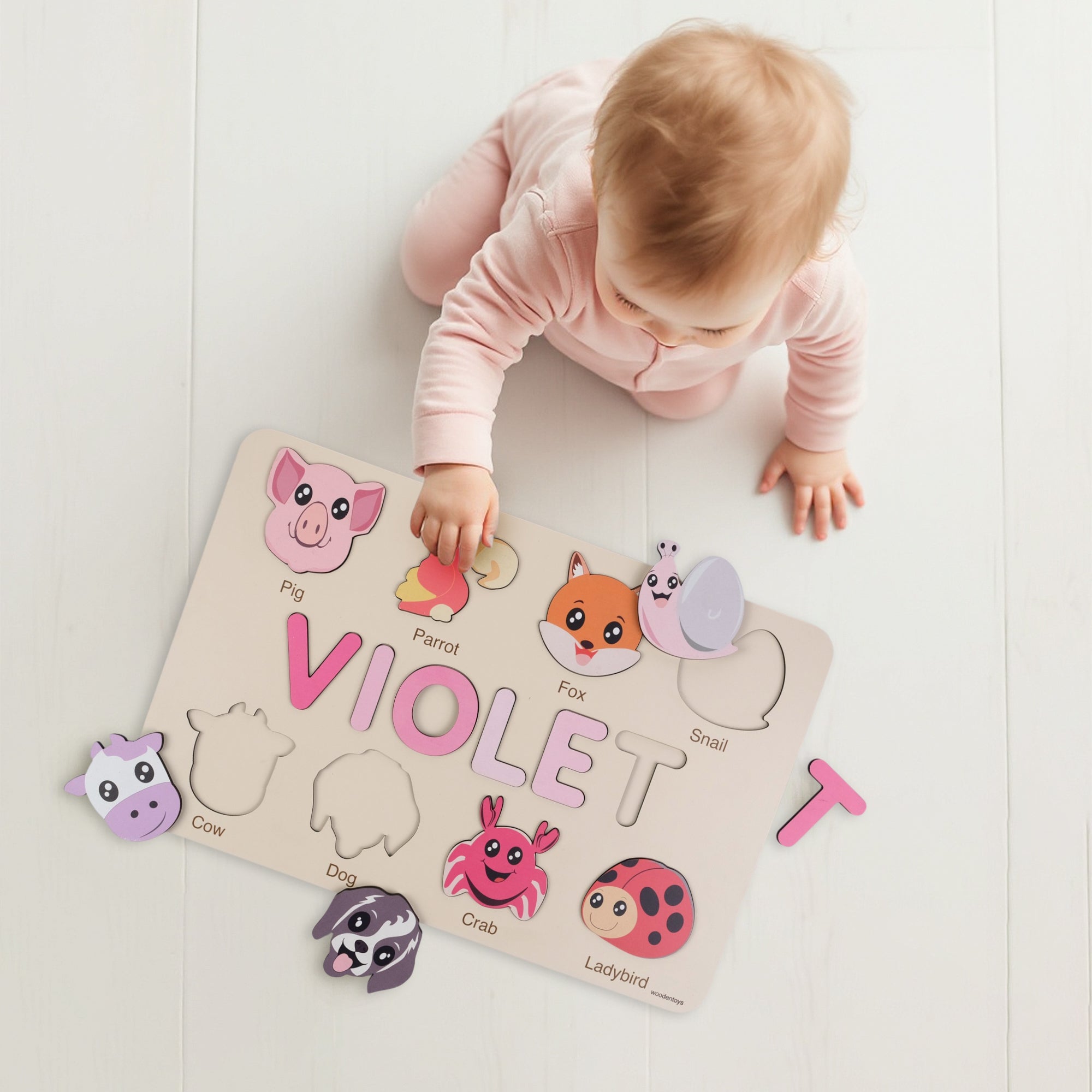 Dog Wooden Animal Puzzle - Personalized Wood Name Puzzle