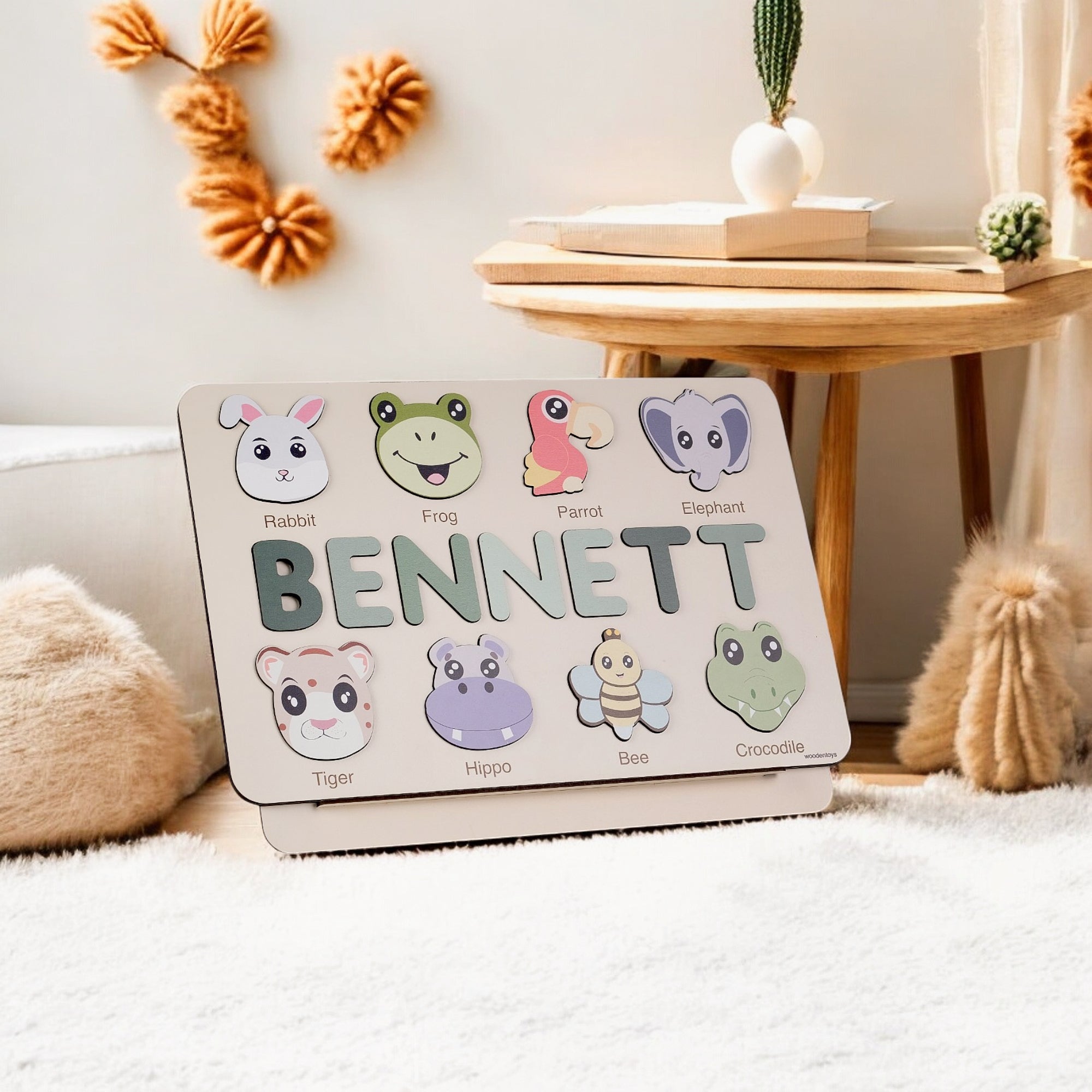Bee Wooden Animal Puzzle - Personalized Wood Name Puzzle