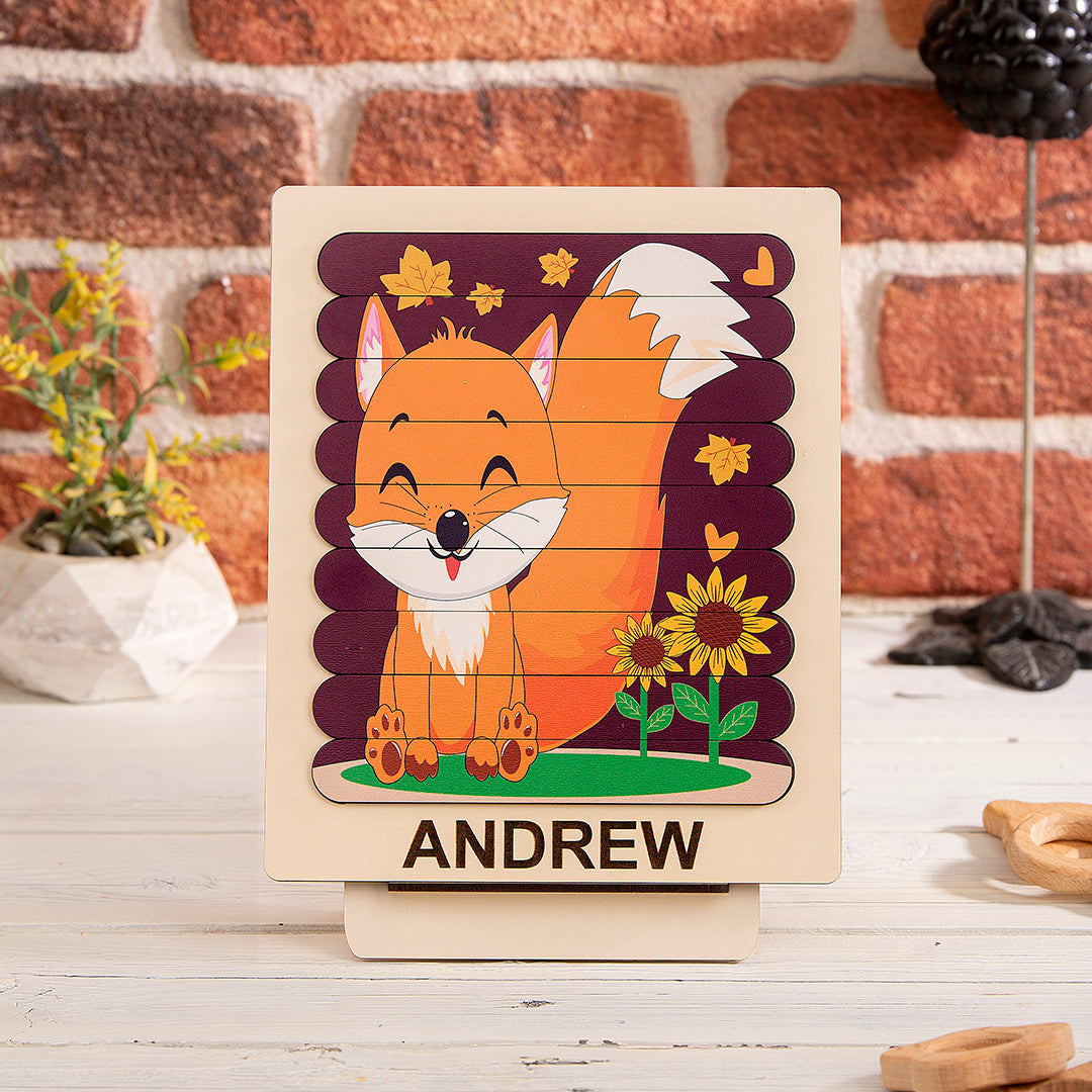 Fox Wooden Stacking Puzzle - Wooden Games - Montessori Toys