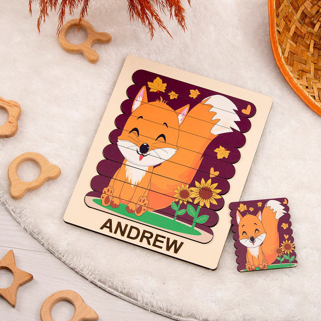 Fox Wooden Stacking Puzzle - Wooden Games - Montessori Toys