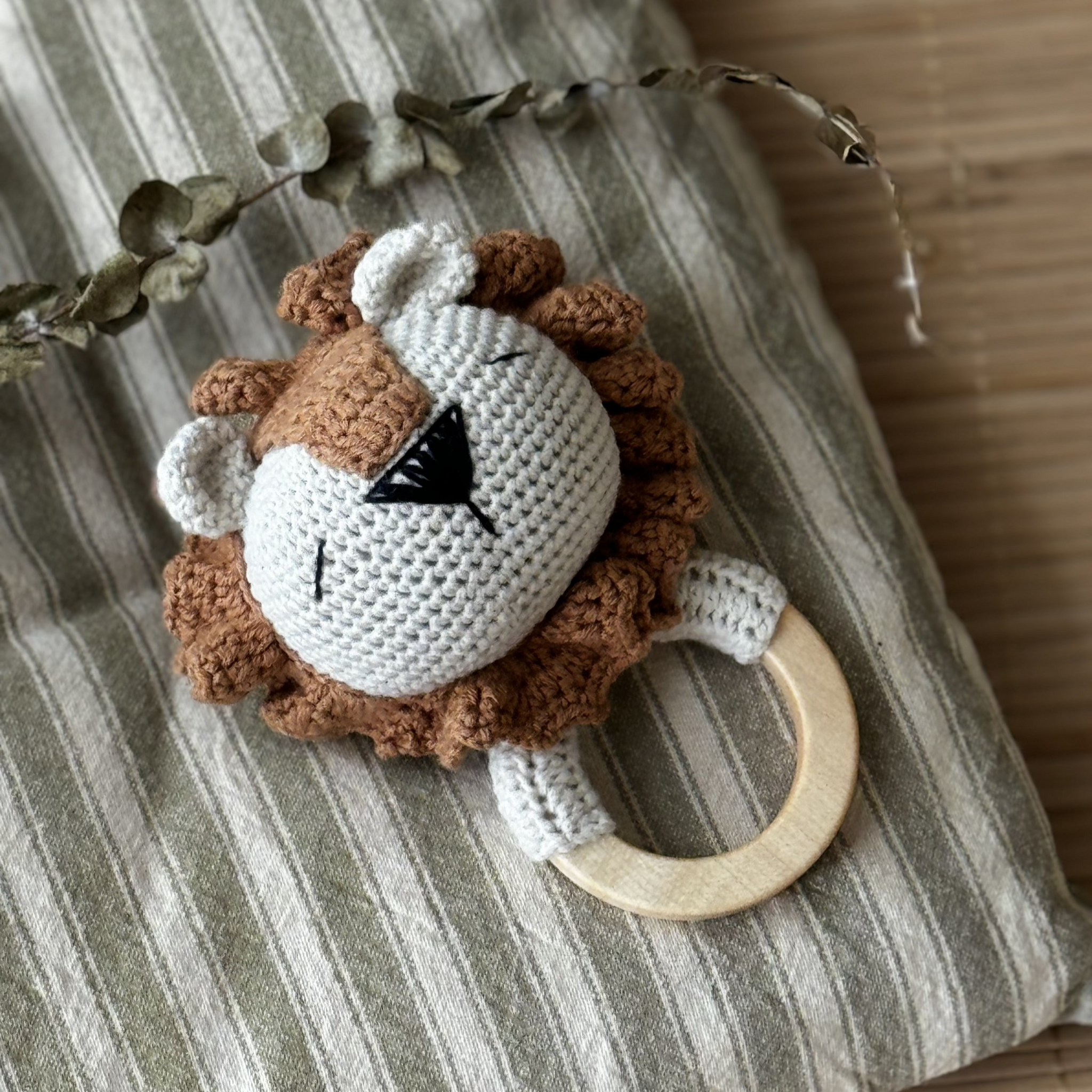 Lion Rattle Toys for Newborn - Crochet Baby Rattle