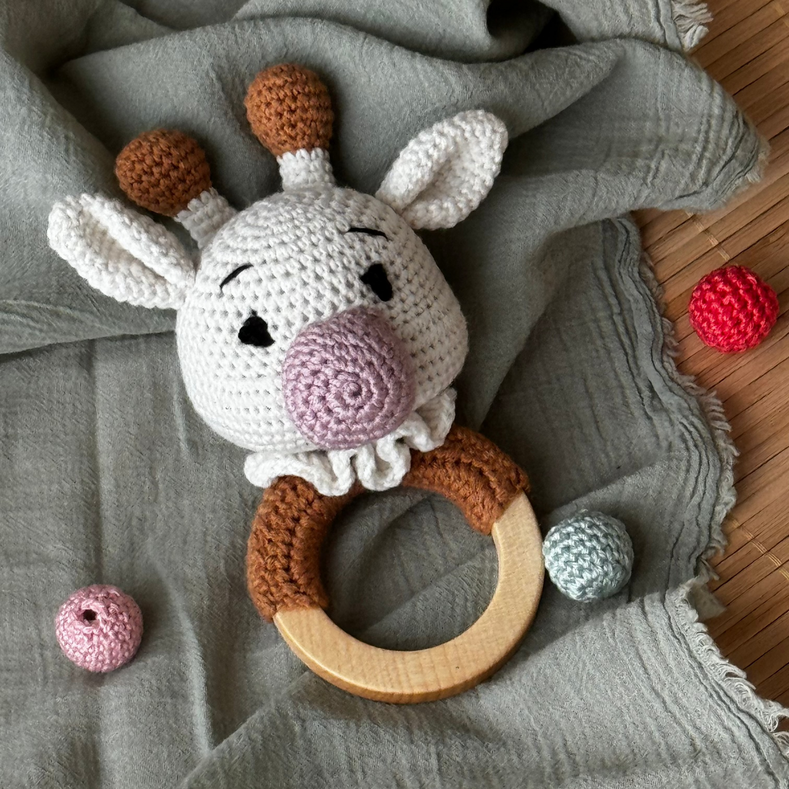 Giraffe Rattle Toys for Newborn - Crochet Baby Rattle