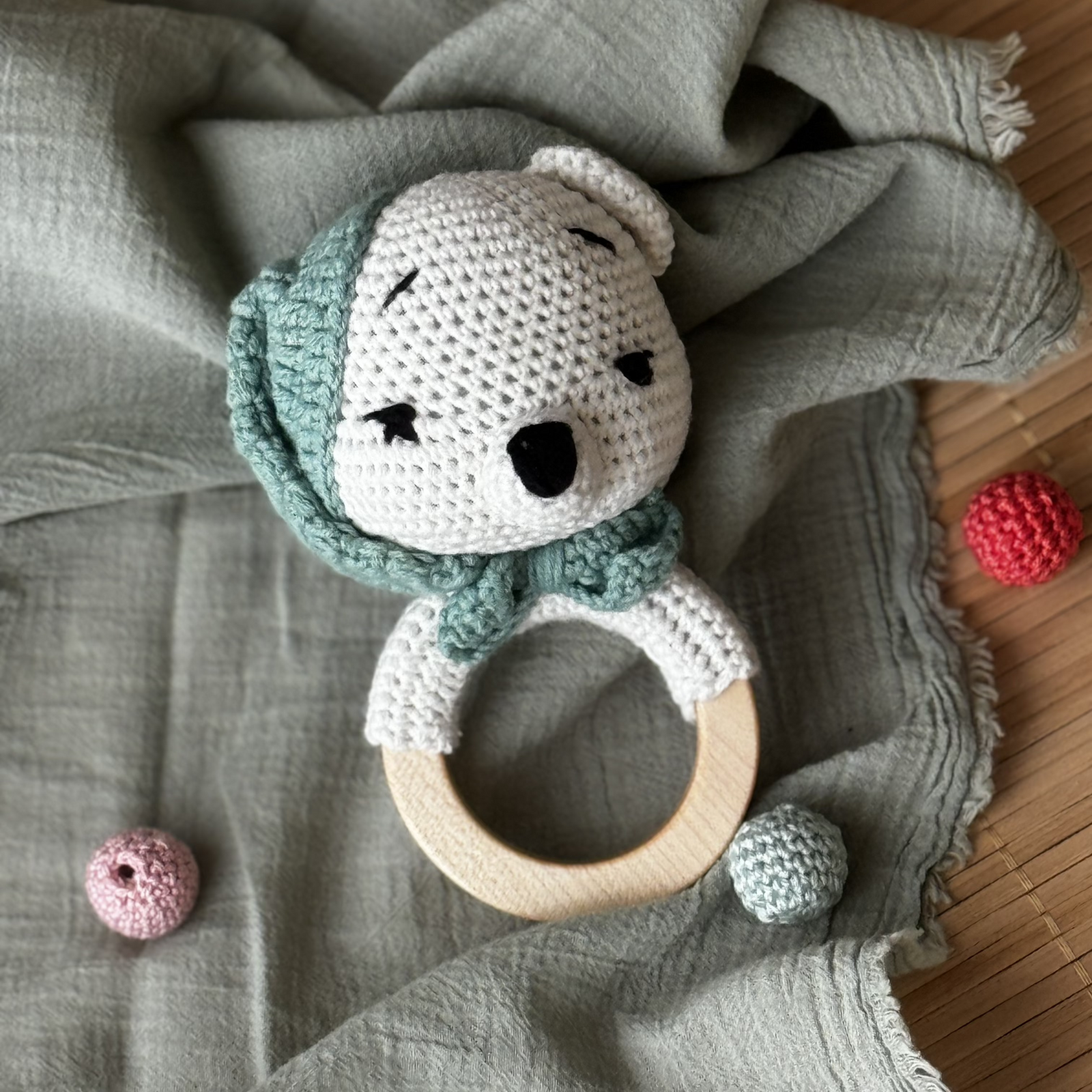 Bear Rattle Toys for Newborn - Crochet Baby Rattle