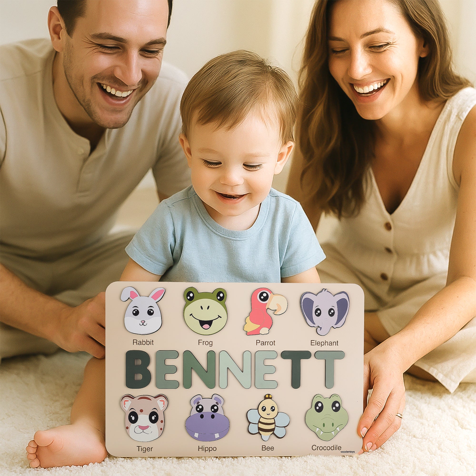 Bee Wooden Animal Puzzle - Personalized Wood Name Puzzle
