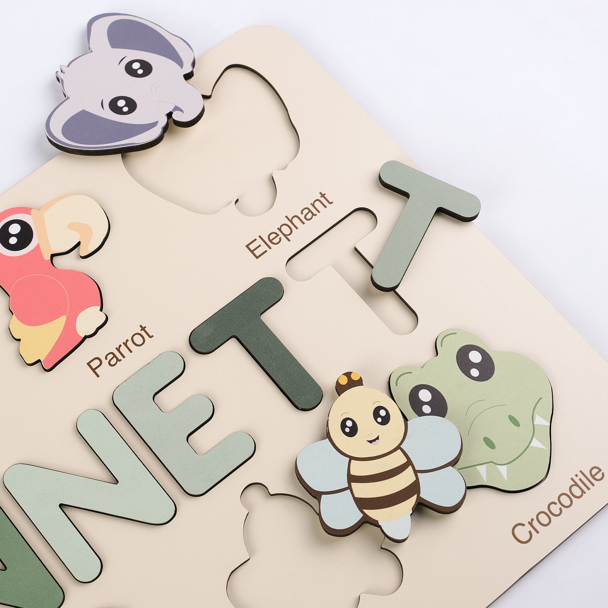 Bee Wooden Animal Puzzle - Personalized Wood Name Puzzle