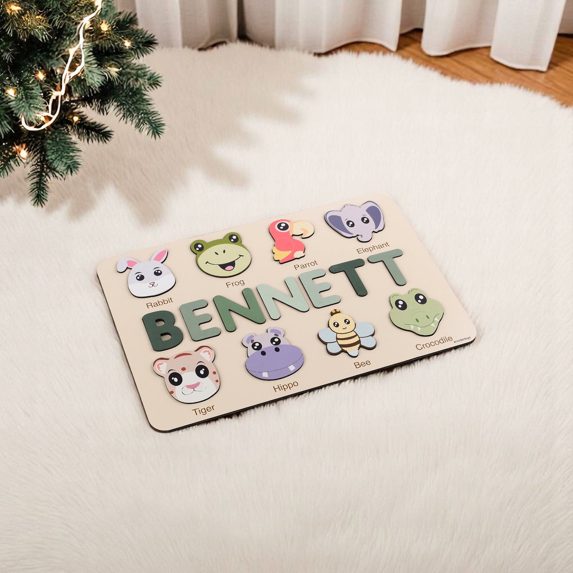 Bee Wooden Animal Puzzle - Personalized Wood Name Puzzle