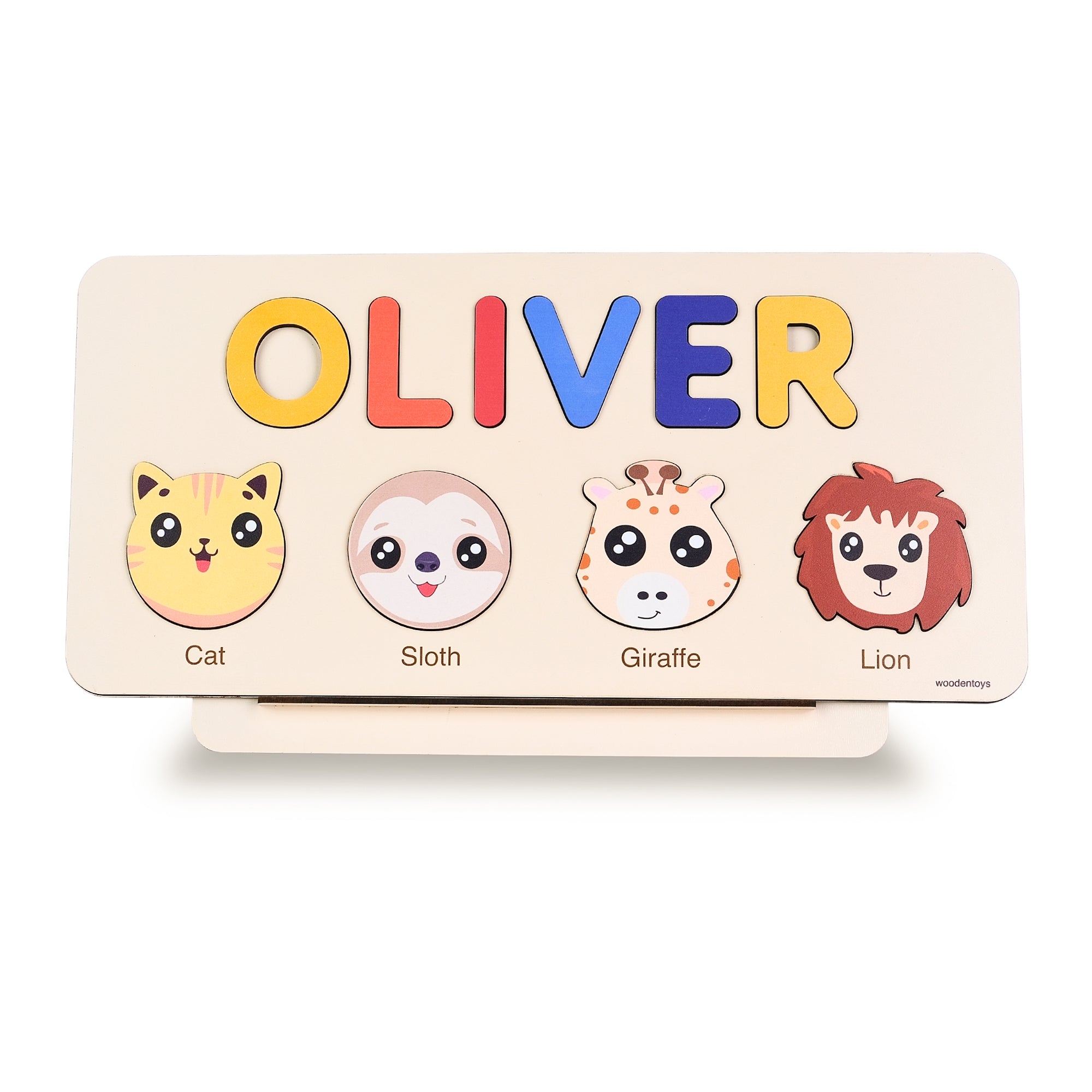 Personalized Wood Name Puzzle - Cat Wooden Animal Puzzle