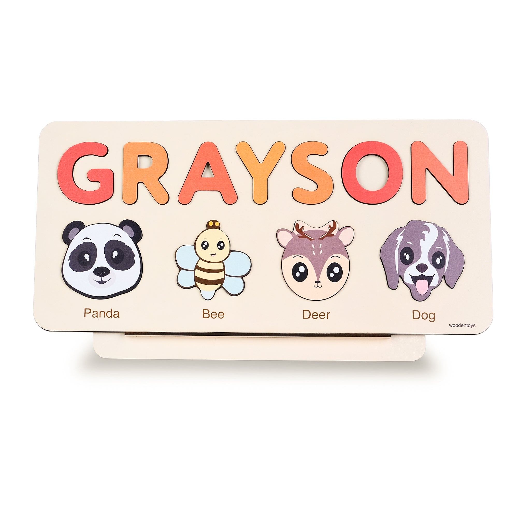 Personalized Wood Name Puzzle - Panda Wooden Animal Puzzle