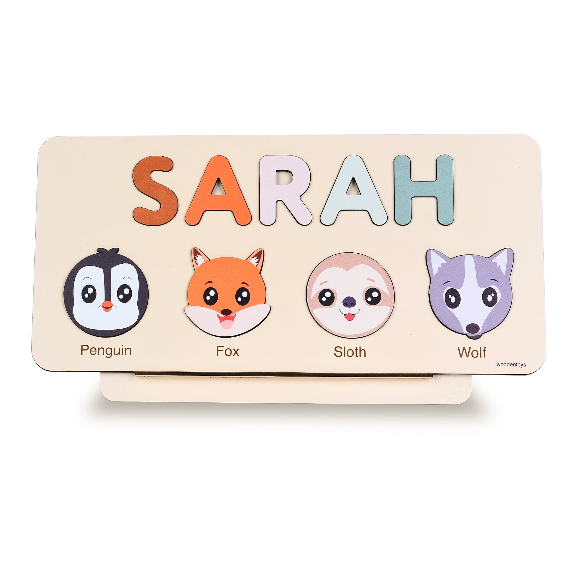 Personalized Wood Name Puzzle -  Wolf Wooden Animal Puzzle