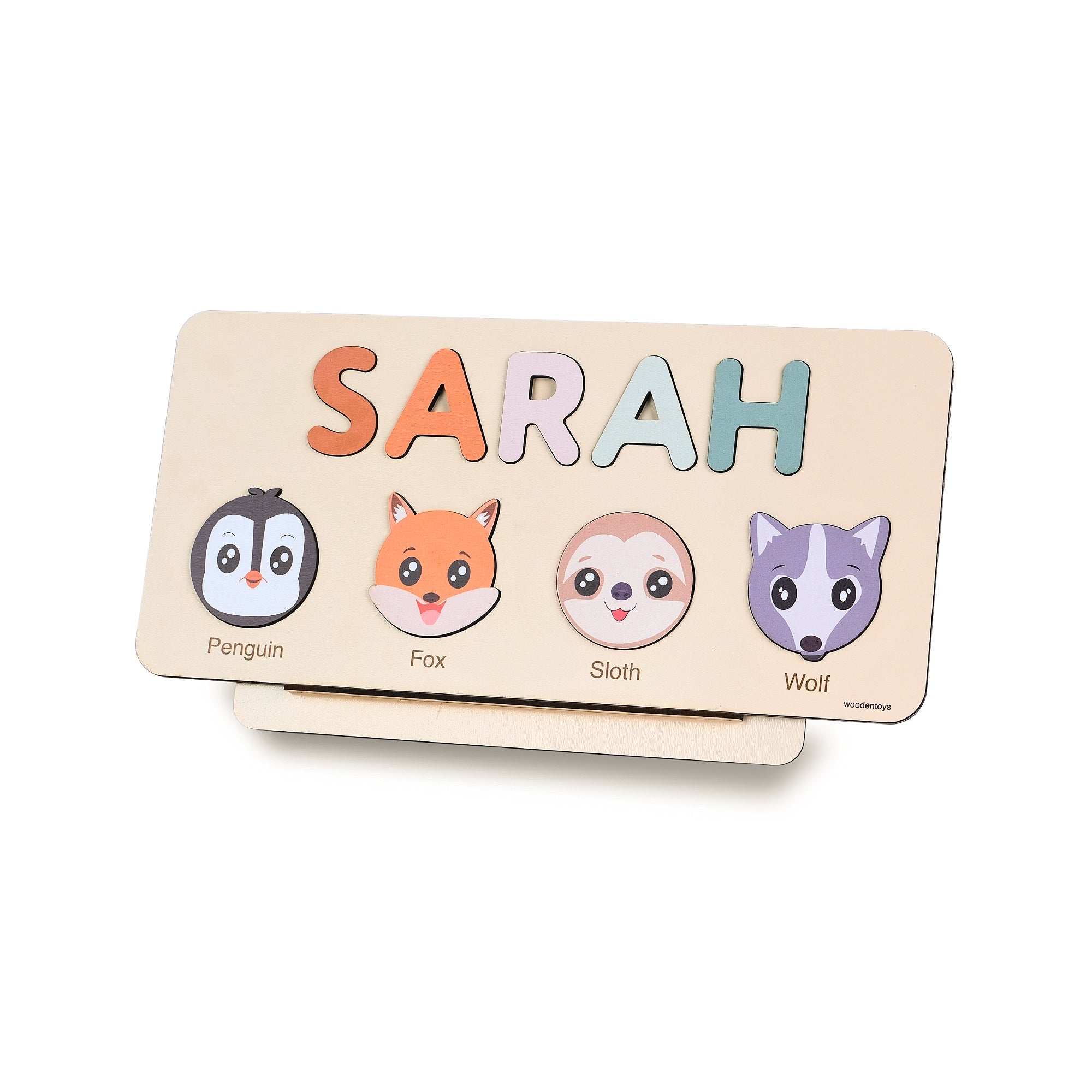 Personalized Wood Name Puzzle -  Wolf Wooden Animal Puzzle