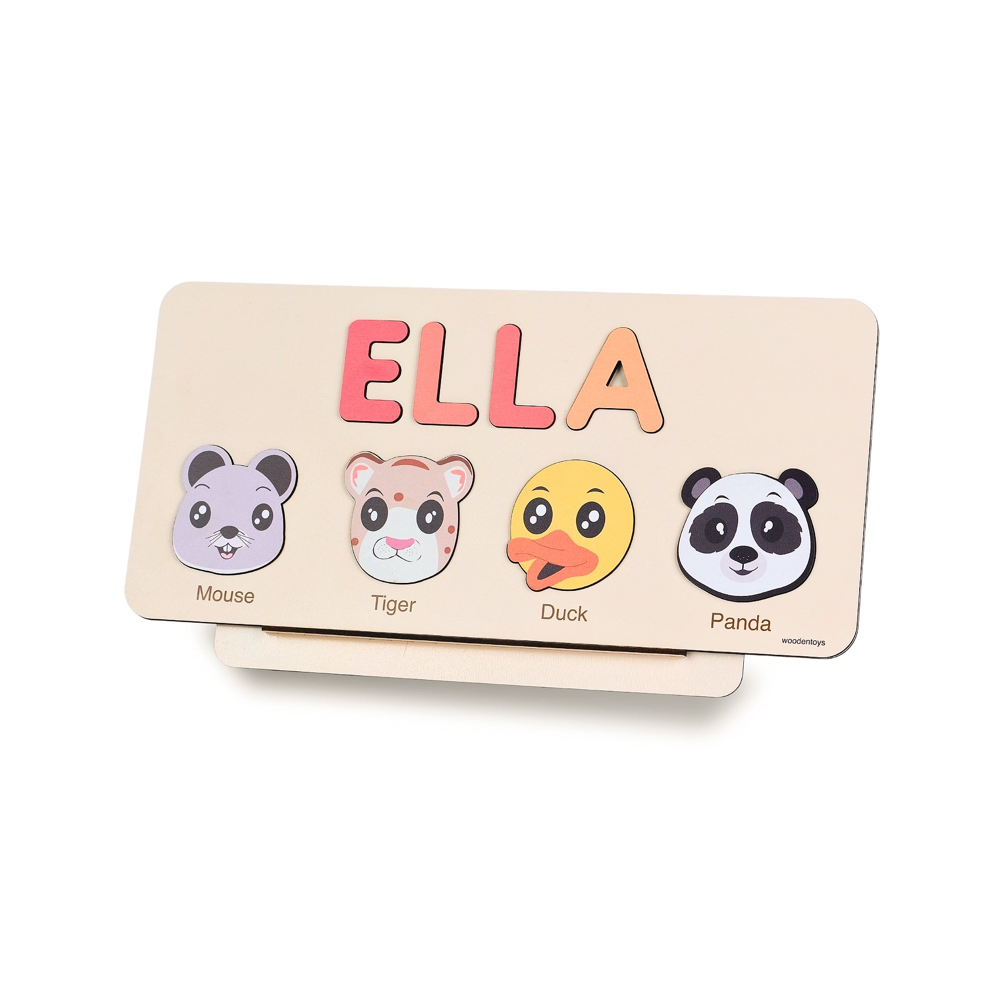 Personalized Wood Name Puzzle - Mouse Wooden Animal Puzzle