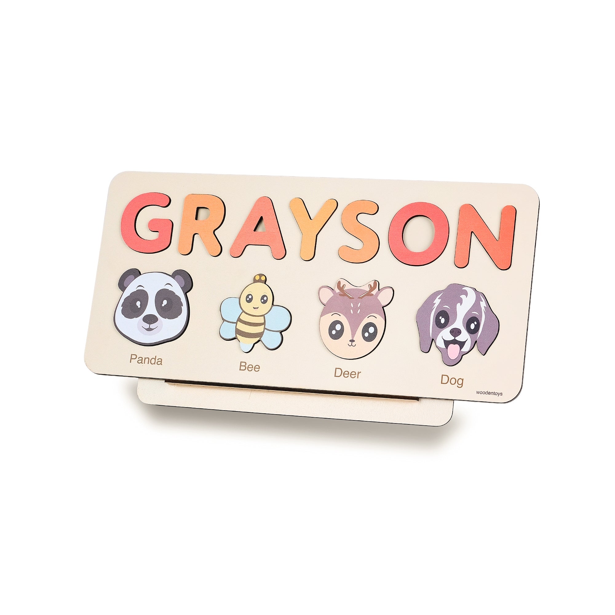 Personalized Wood Name Puzzle - Panda Wooden Animal Puzzle