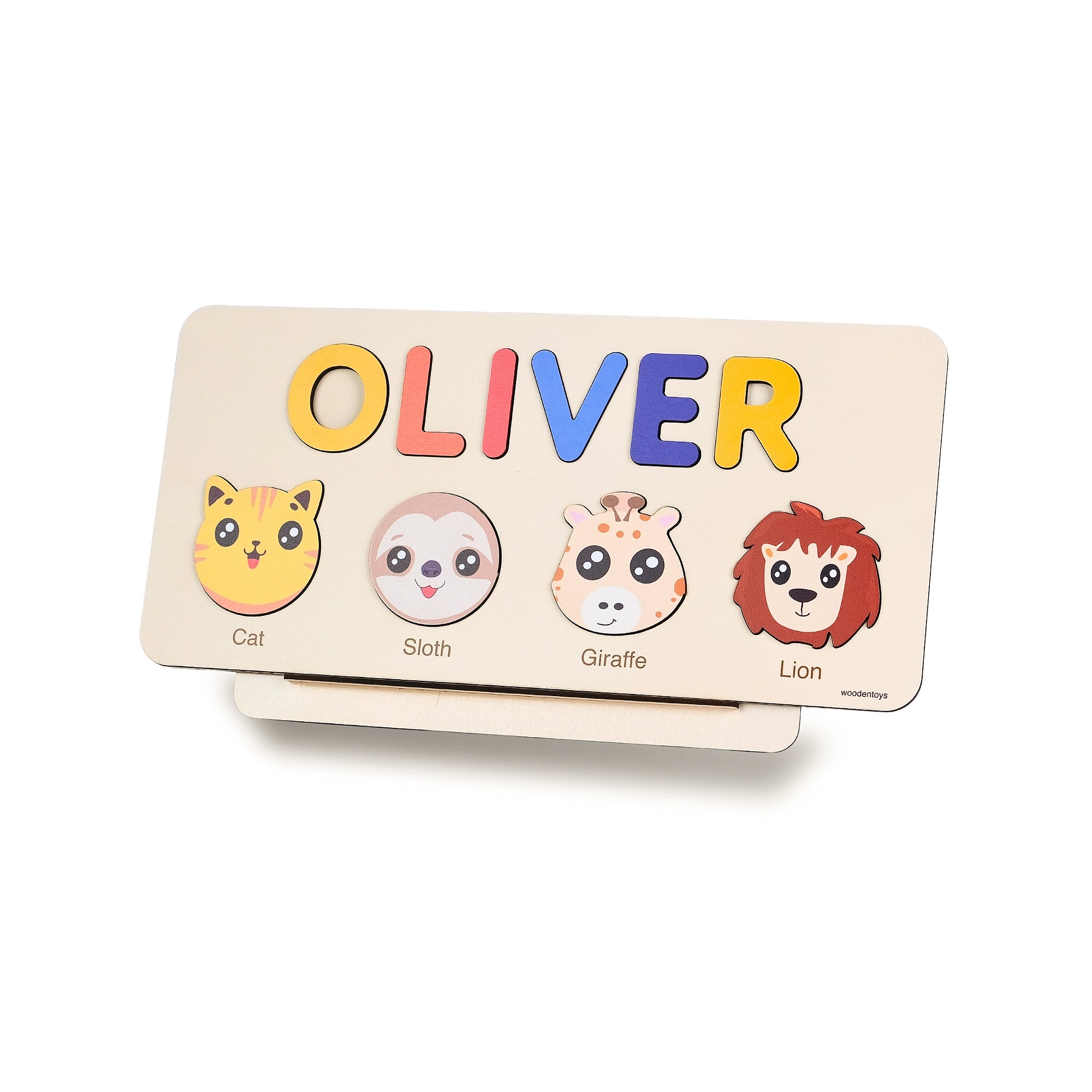 Personalized Wood Name Puzzle - Cat Wooden Animal Puzzle