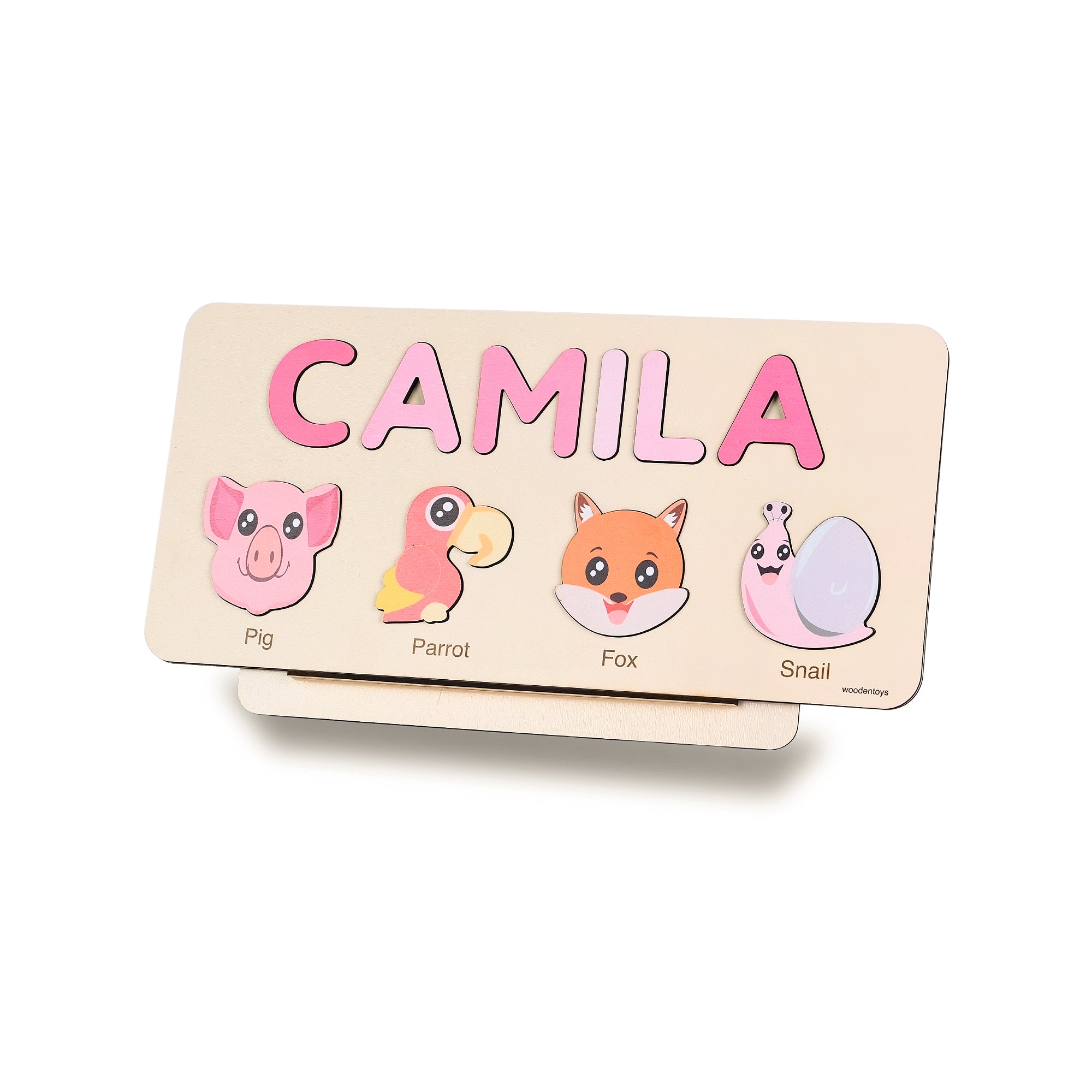 Personalized Wood Name Puzzle - Pig Wooden Animal Puzzle