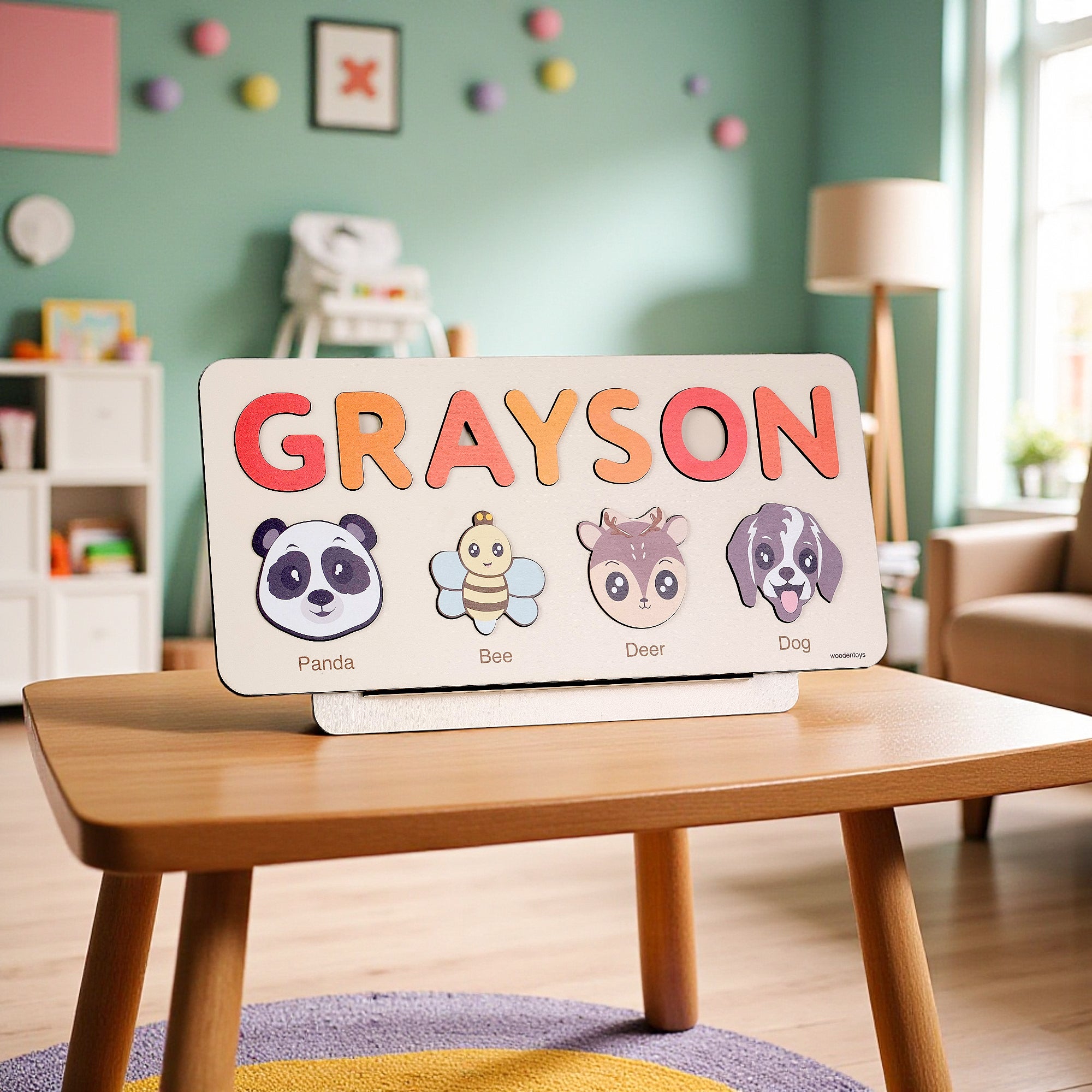 Personalized Wood Name Puzzle - Panda Wooden Animal Puzzle