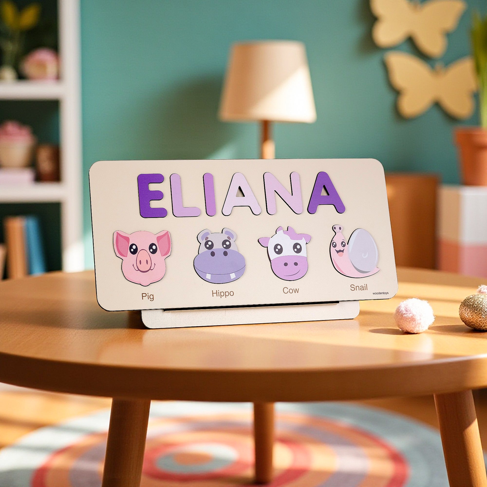Personalized Wood Name Puzzle - Snail Wooden Animal Puzzle