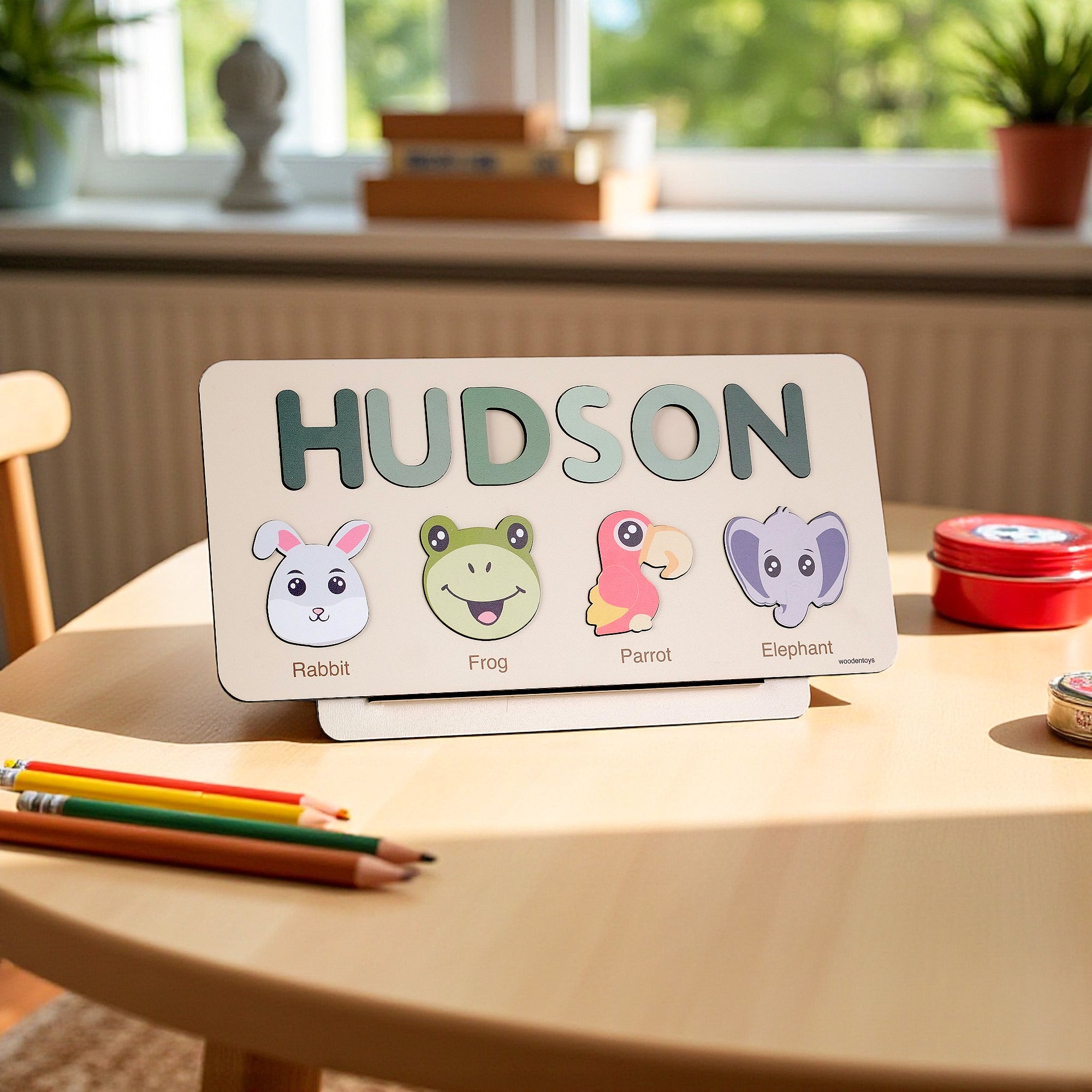 Personalized Wood Name Puzzle - Elephant Wooden Animal Puzzle