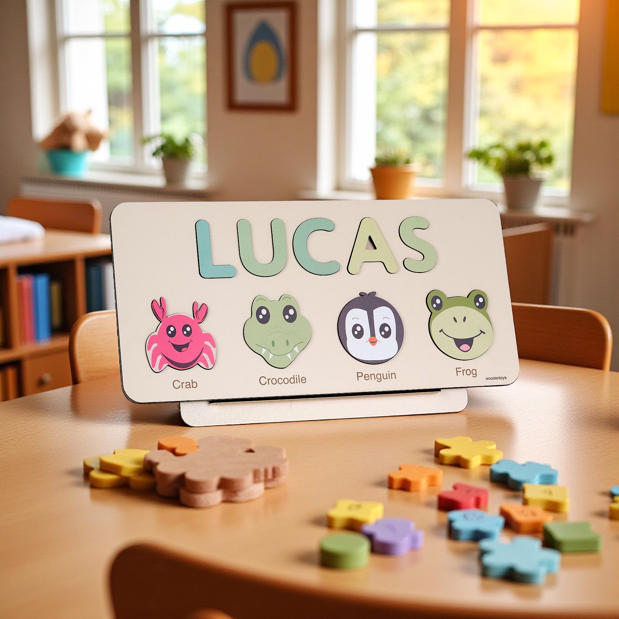 Personalized Wood Name Puzzle -  Crocodile Wooden Animal Puzzle