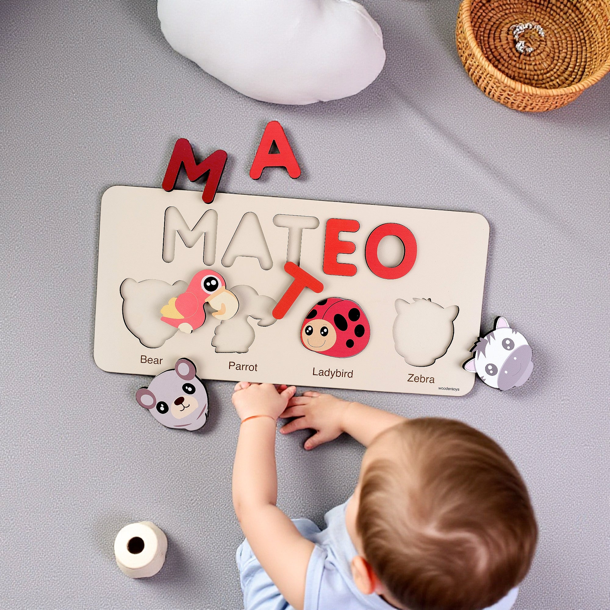 Personalized Wood Name Puzzle - Zebra Wooden Animal Puzzle