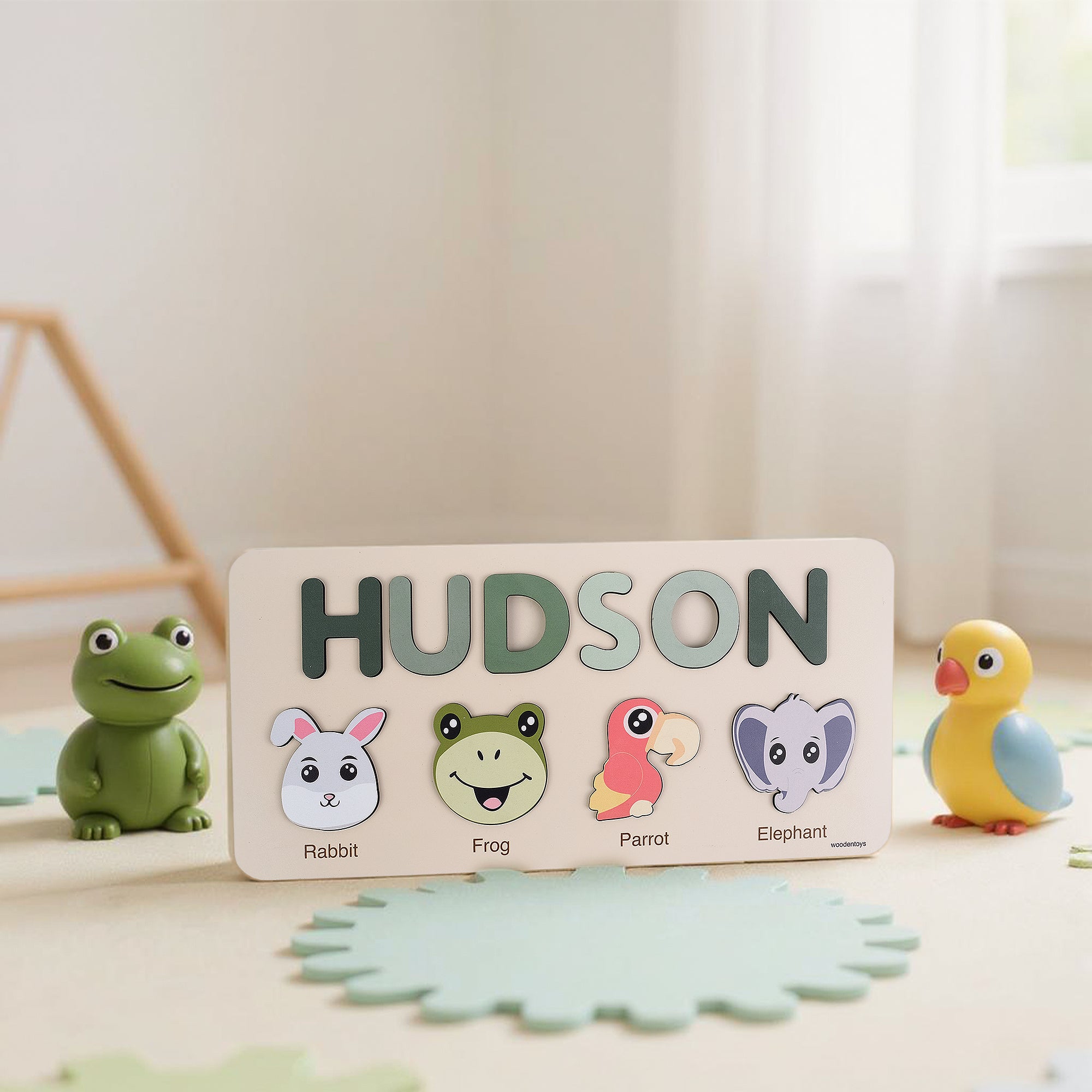 Personalized Wood Name Puzzle - Elephant Wooden Animal Puzzle