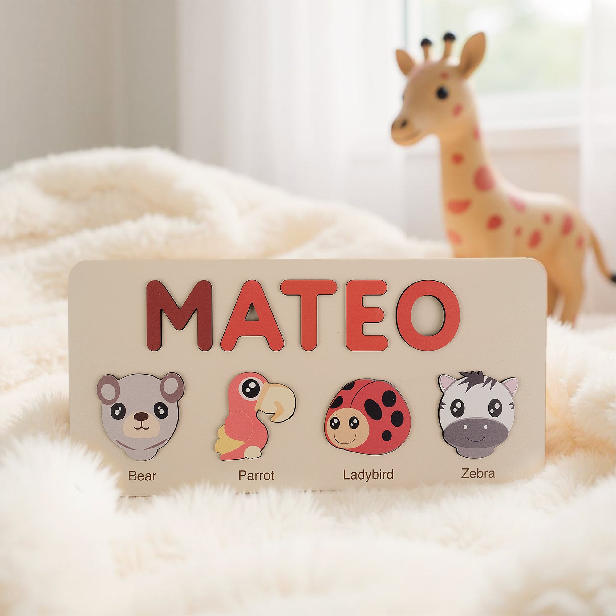 Personalized Wood Name Puzzle - Zebra Wooden Animal Puzzle