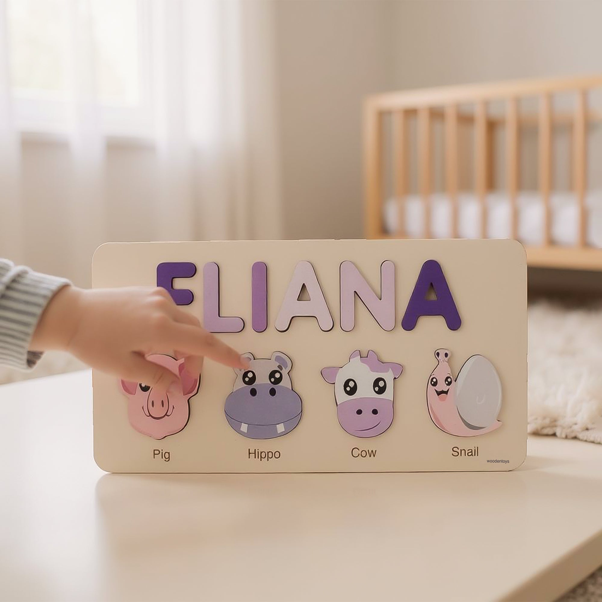 Personalized Wood Name Puzzle - Snail Wooden Animal Puzzle